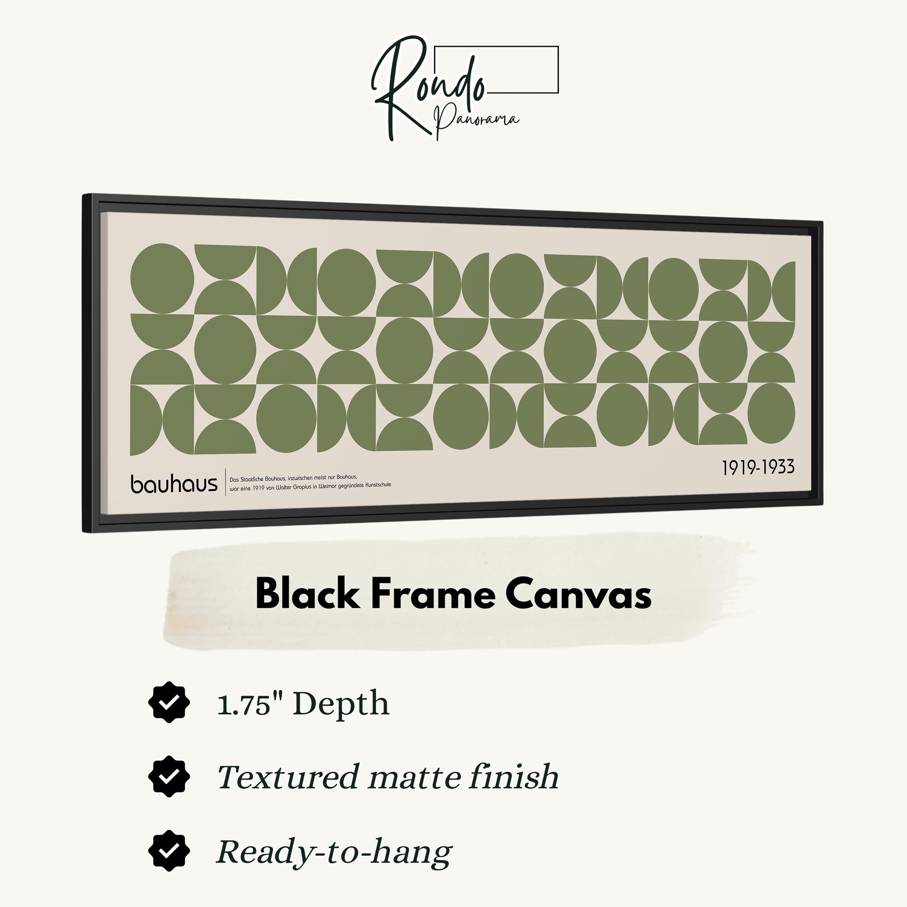 The image is a black frame canvas with a geometric pattern of green circles and ovals.