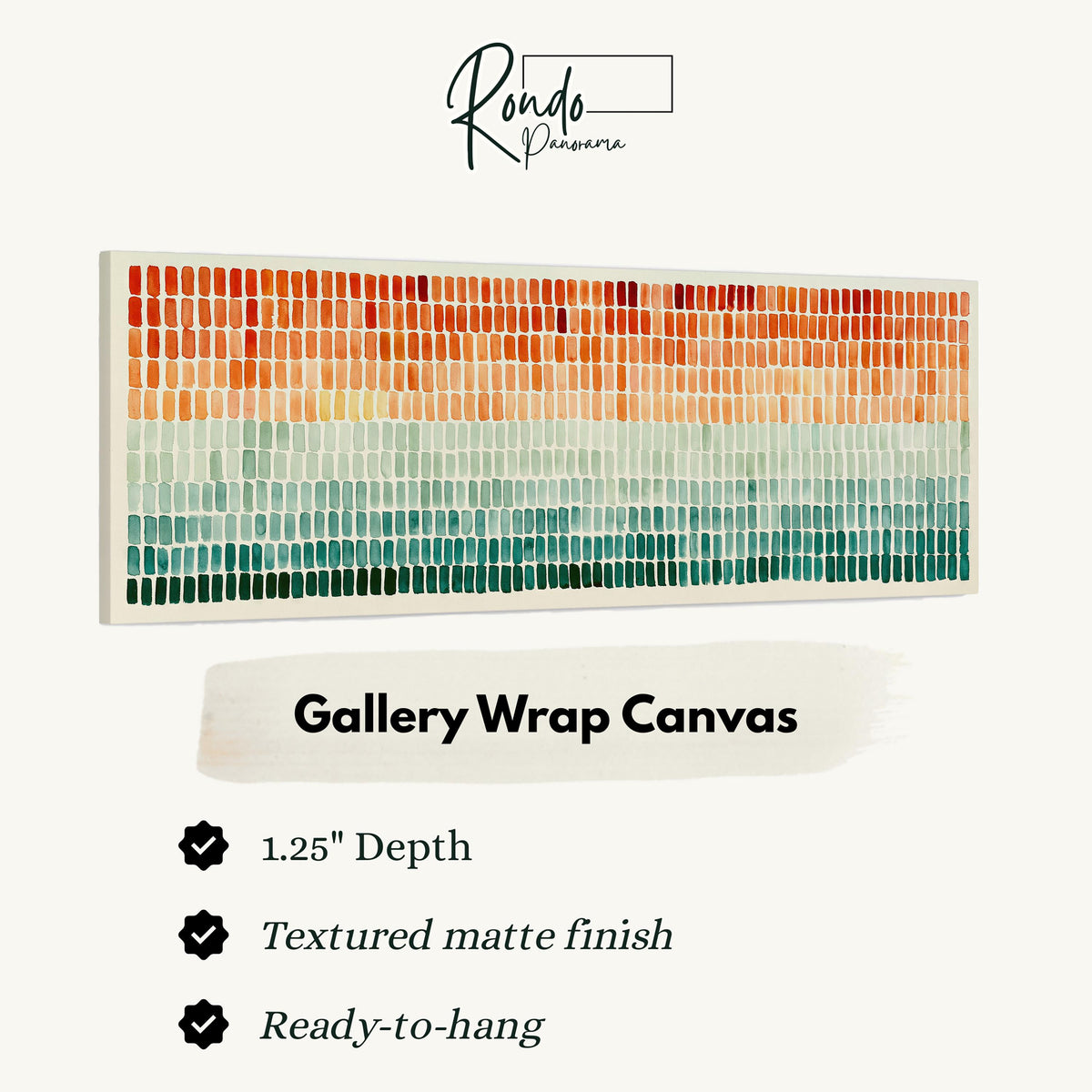 Brushmarks fading from orange to teal gallery wrap canvas with the image wrapped around the edges
