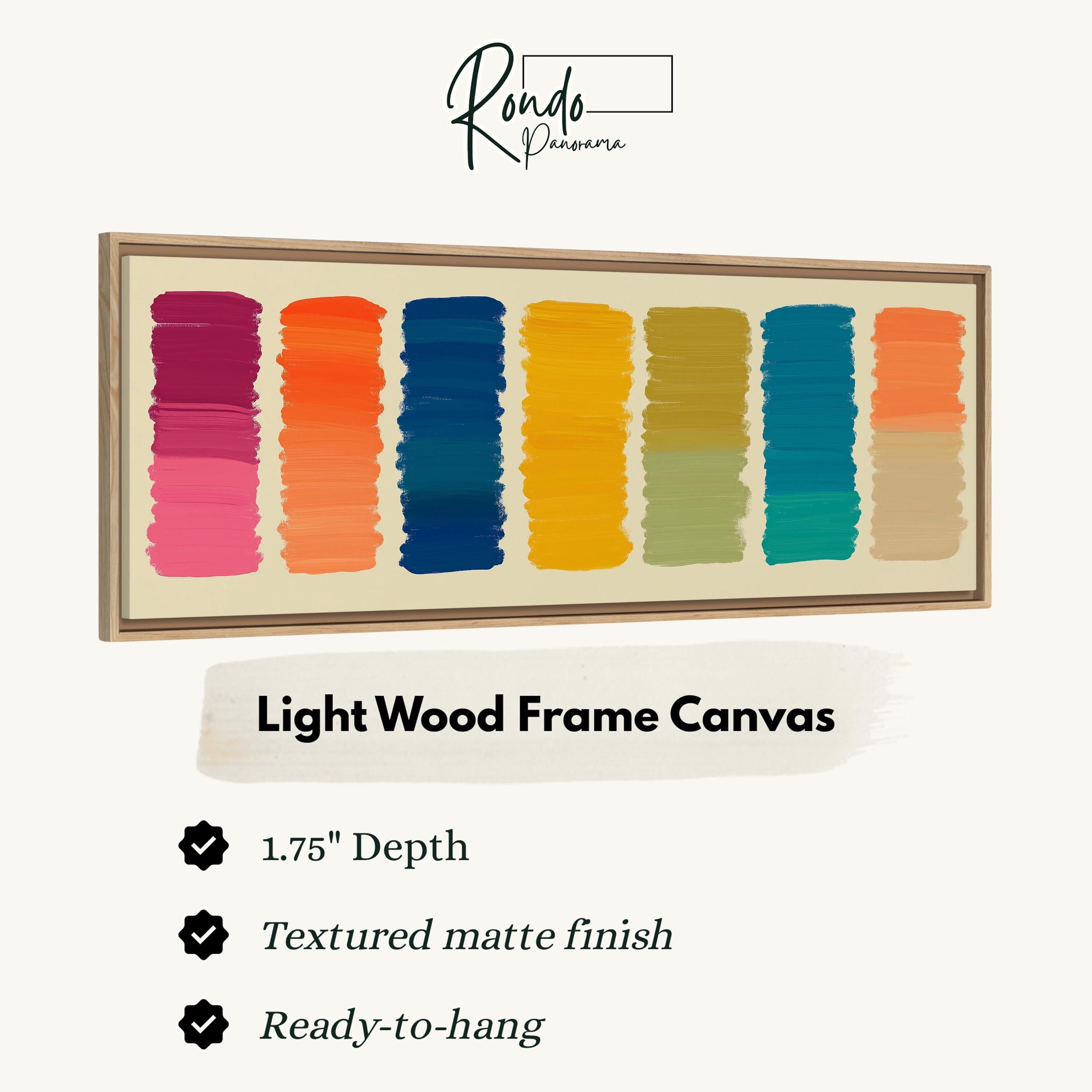 Abstract Color Block Painting - Long Horizontal Panoramic Framed Canvas