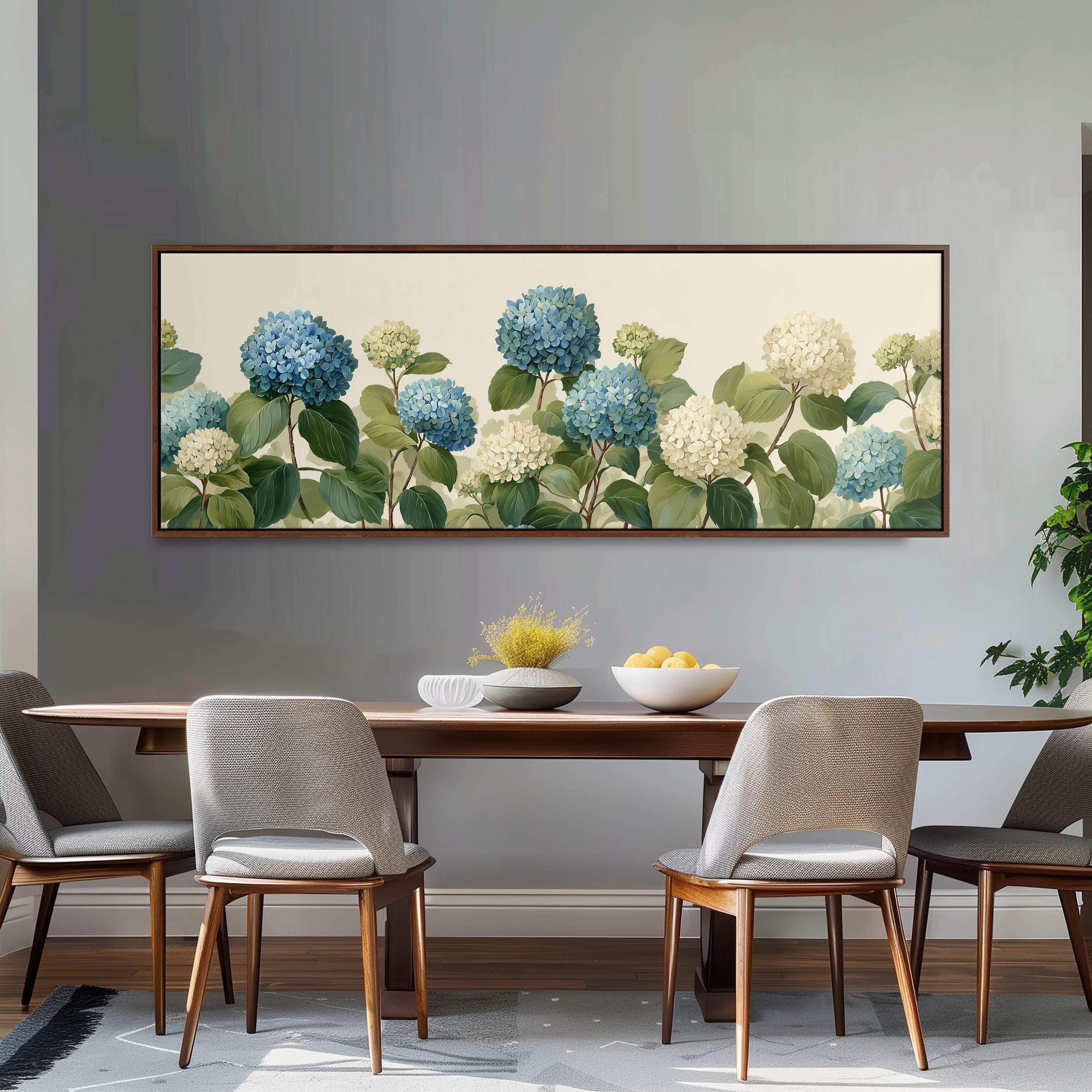 Blue Hydrangea - Wide Panoramic Floral Wall Art