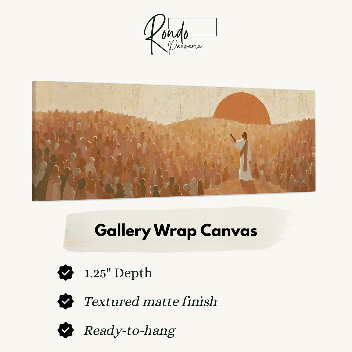 Jesus preaching to a crowd at sunset gallery wrap canvas with the image wrapped around the edges