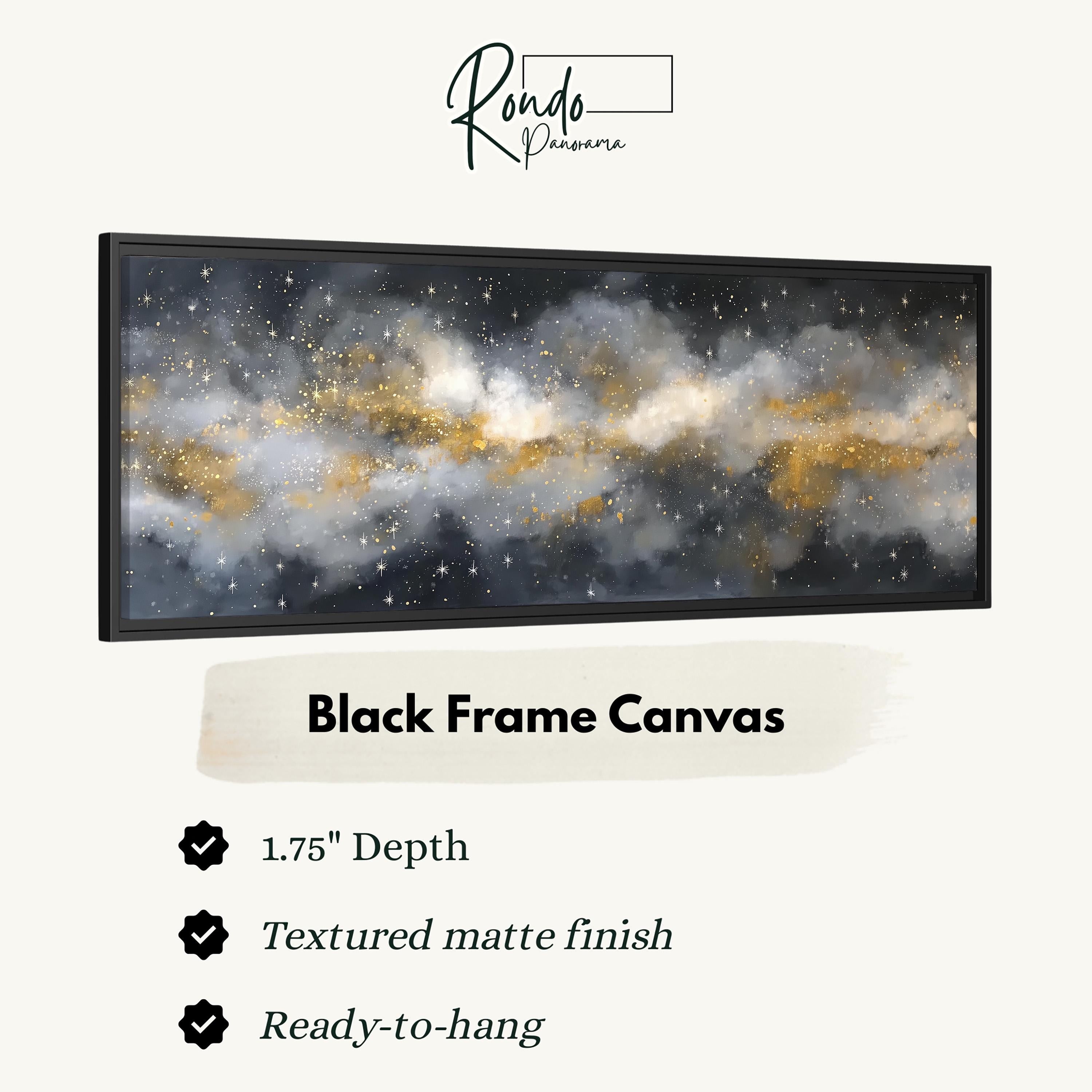 The image is a black frame canvas depicting a starry night sky with a galaxy-like pattern.
