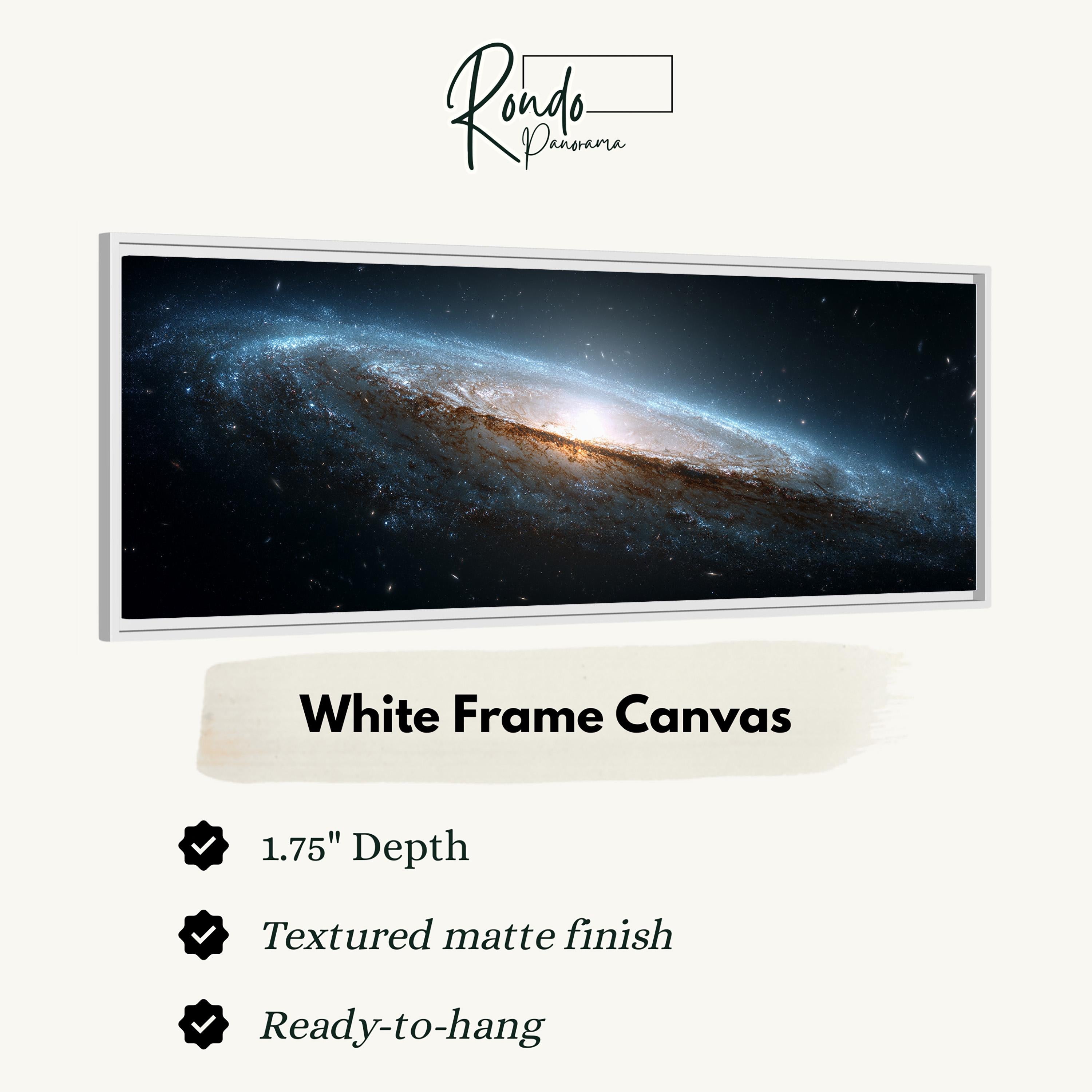 The image is a white frame canvas depicting a galaxy with a bright center and dark background.
