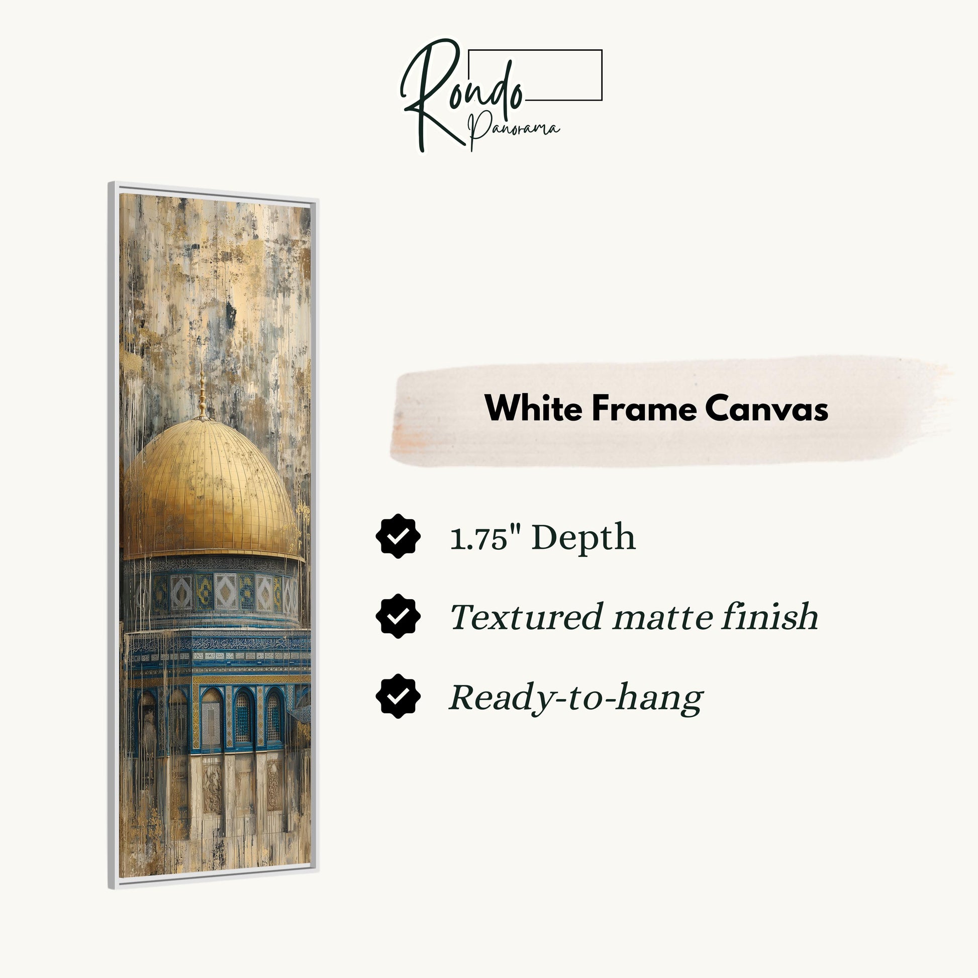The image is a framed artwork depicting a building with a dome, possibly a mosque or a historical structure.