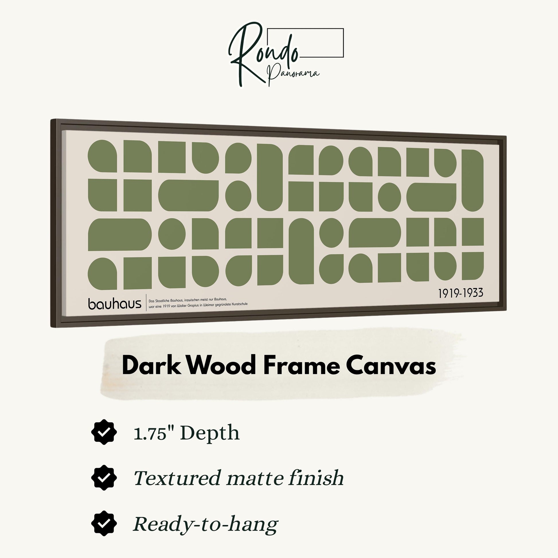 The image is a dark wood frame canvas with a textured matte finish, and it is ready to hang.