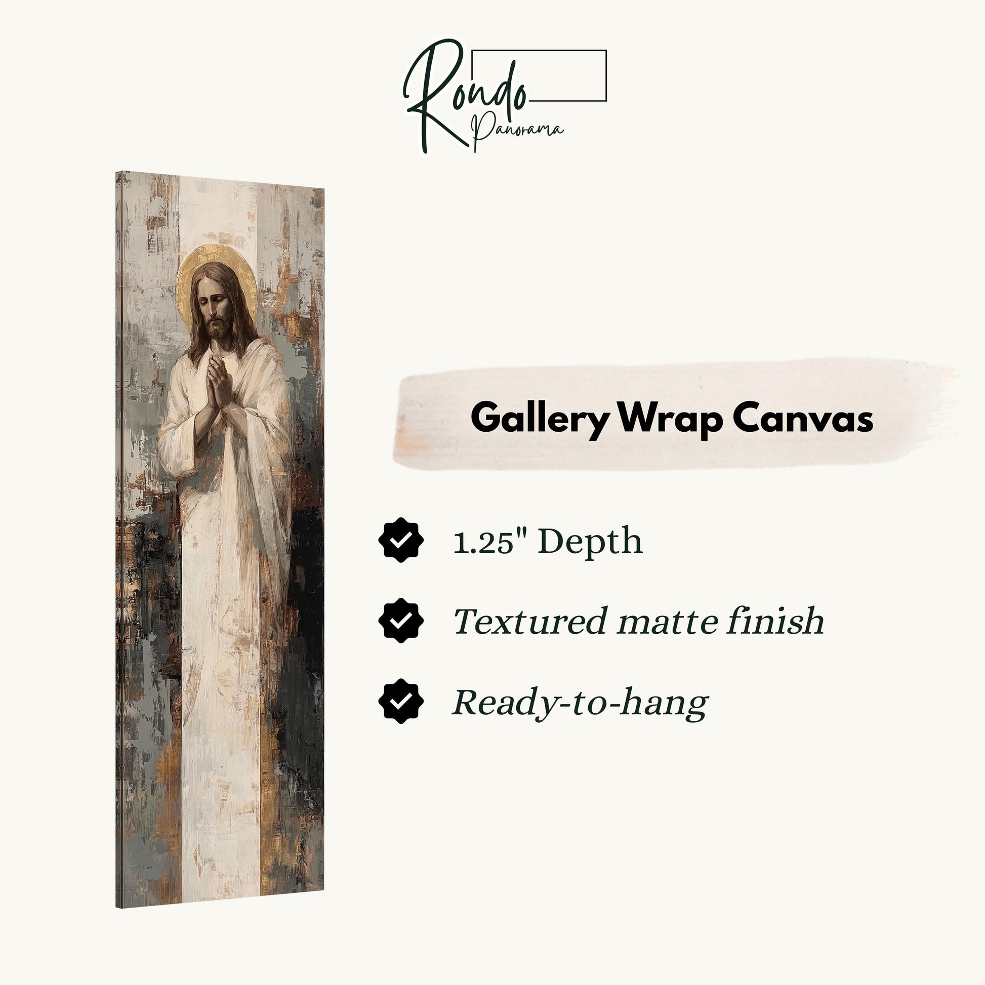 The image is a gallery wrap canvas featuring a painting of Jesus Christ.