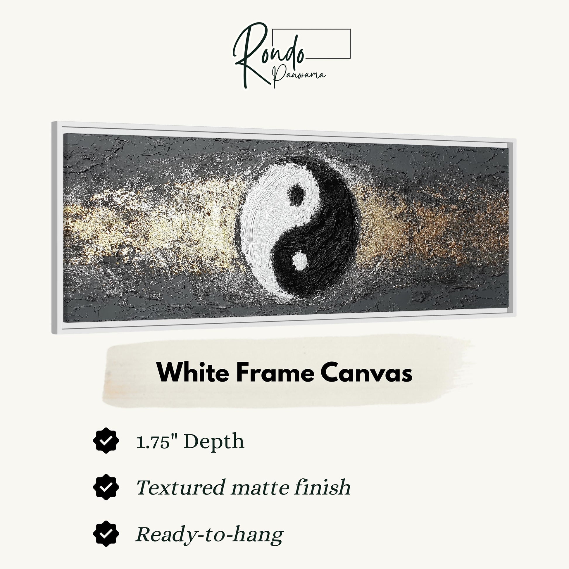 The image is a white frame canvas with a black and white yin and yang symbol in the center.