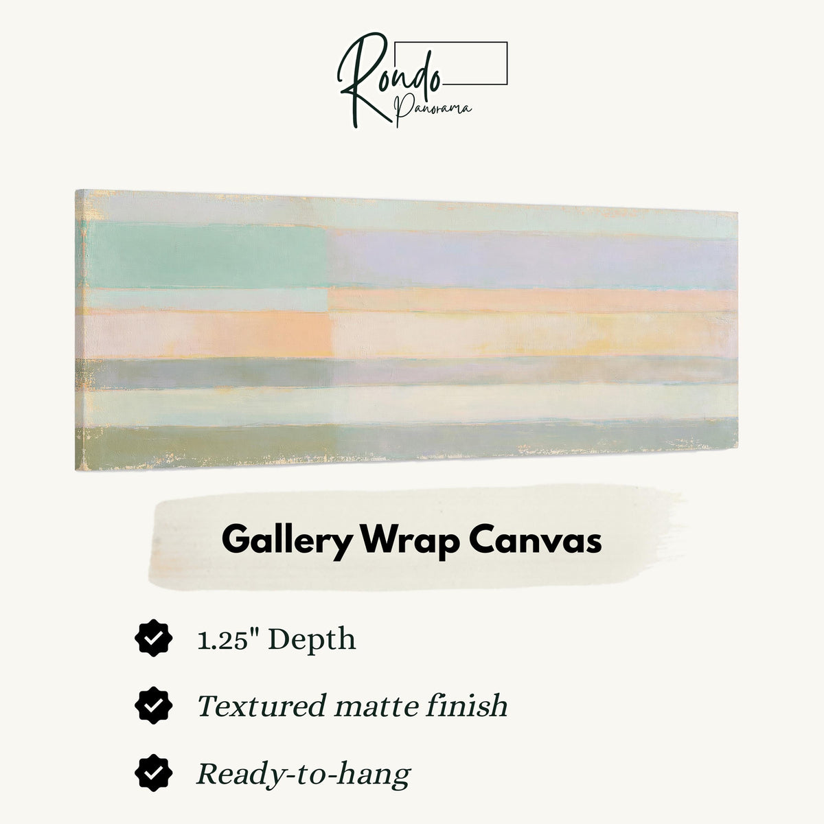 Mint, lavender and peach pastel bands gallery wrap canvas with the image wrapped around the edges