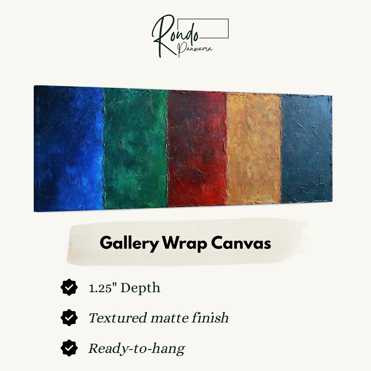 Textured jewel tone vertical bands gallery wrap canvas with the image wrapped around the edges