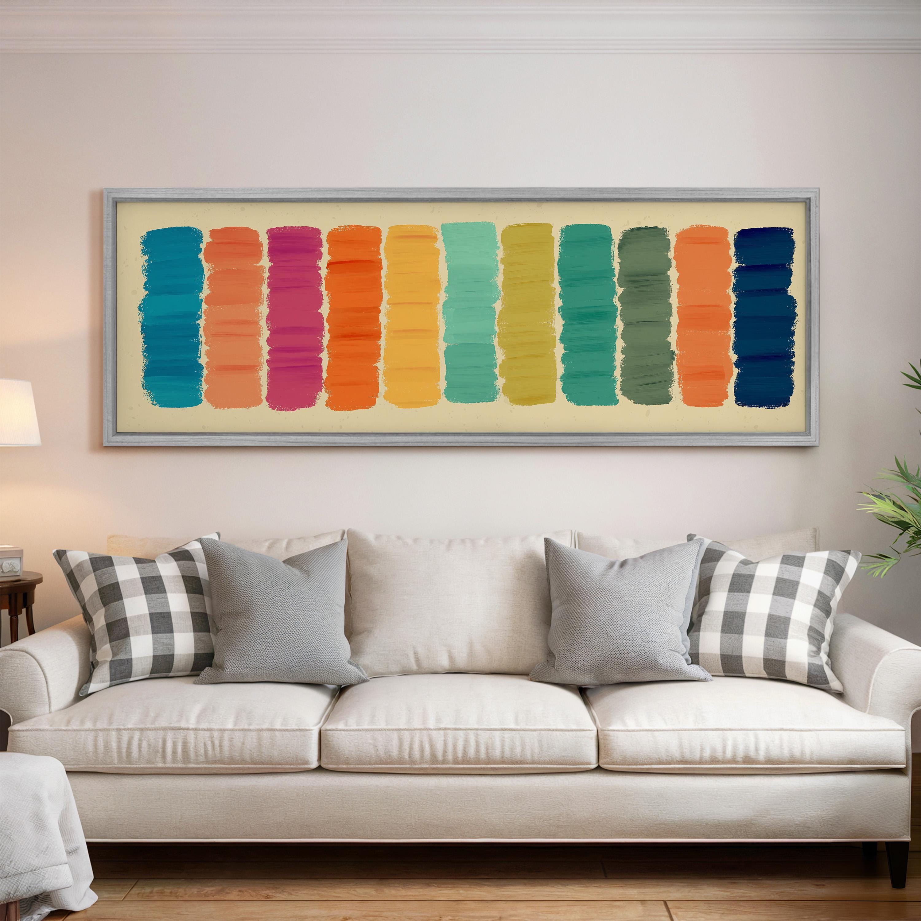 Colorful Stripes - Long Horizontal Panoramic Framed Canvas