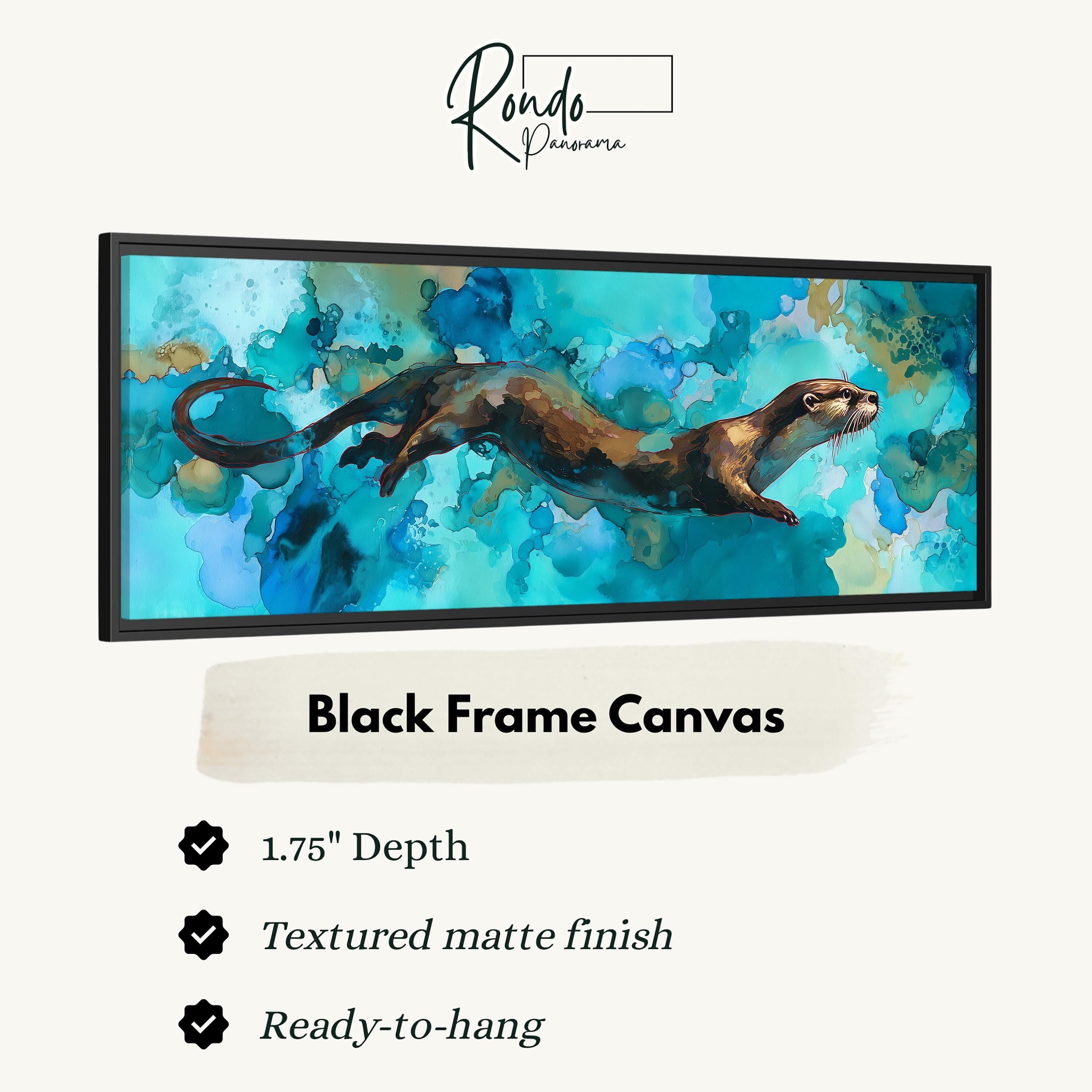 Whimsical River Otter - Wide Panoramic Canvas Art