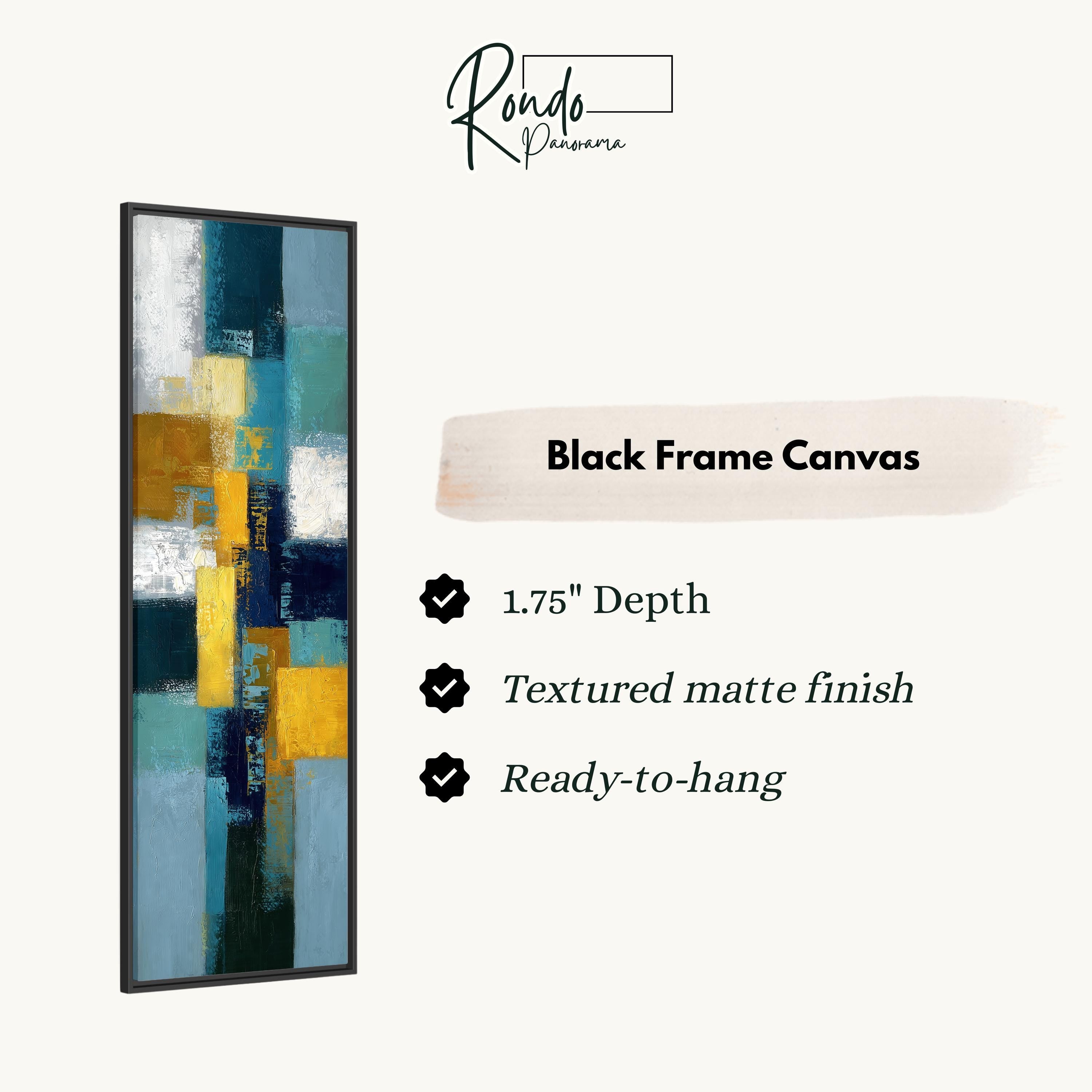 The image is a black frame canvas with a textured matte finish, measuring 1.75" in depth and ready to hang.