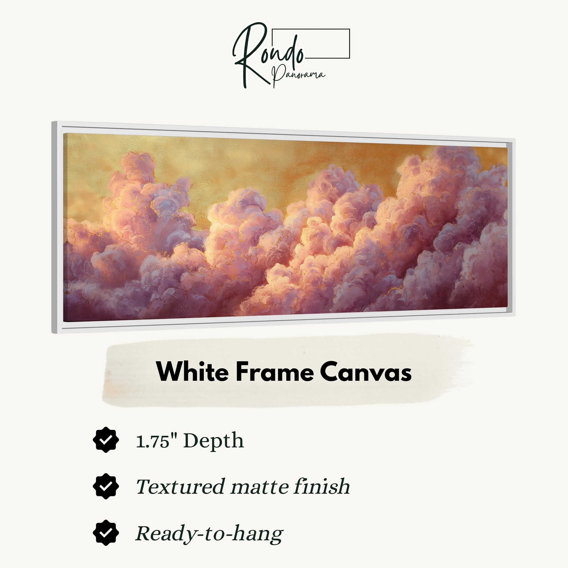 The image is a white frame canvas depicting a beautiful cloud scene with a textured finish.