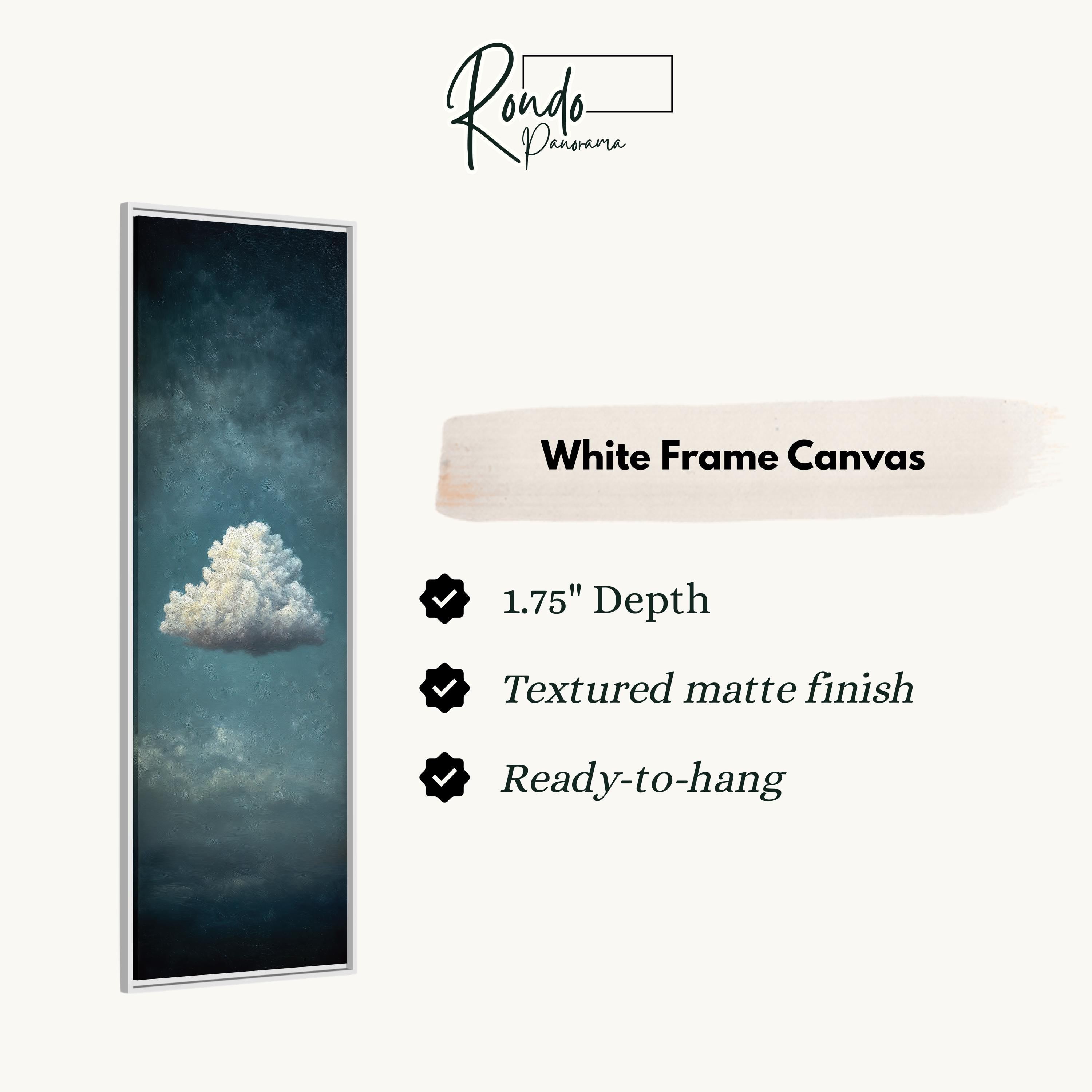 The image is a white frame canvas featuring a single image of a cloud against a dark blue background.