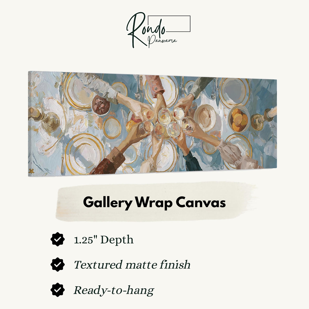 Elegant wine toast over a linen table gallery wrap canvas with the image wrapped around the edges