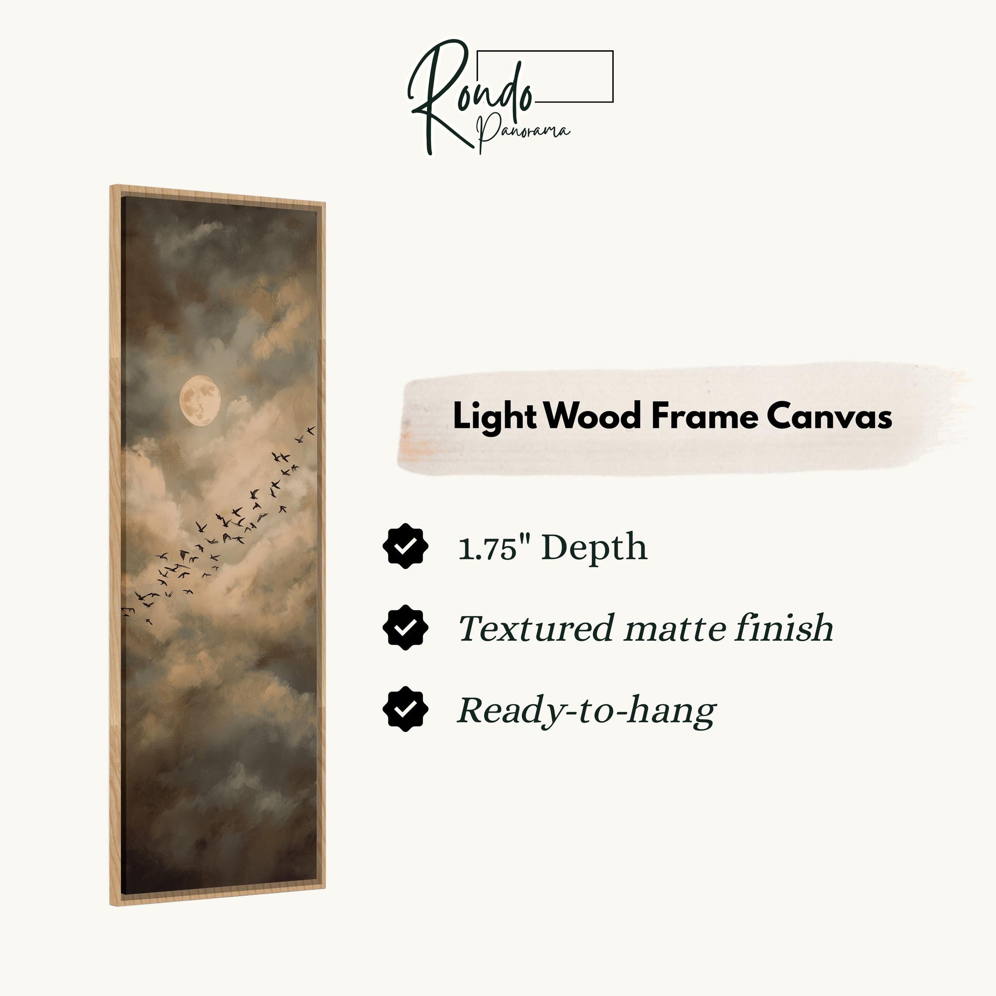 The image is a rectangular frame canvas depicting a flock of birds flying in the sky.