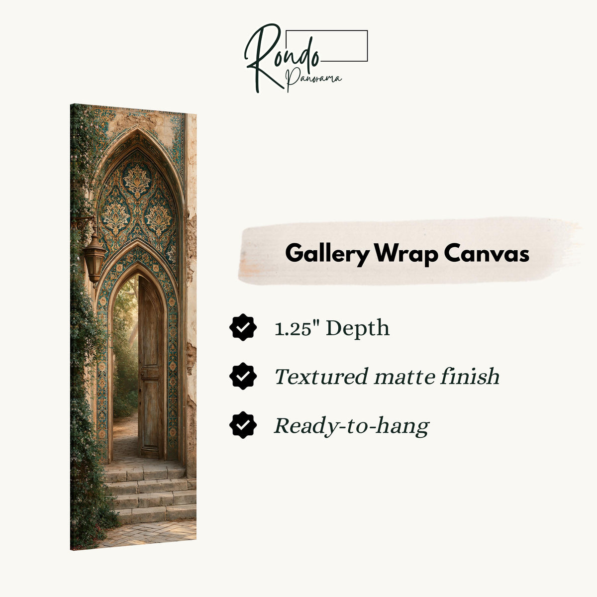 Ornate tiled arch doorway gallery wrap canvas with the image wrapped around the edges