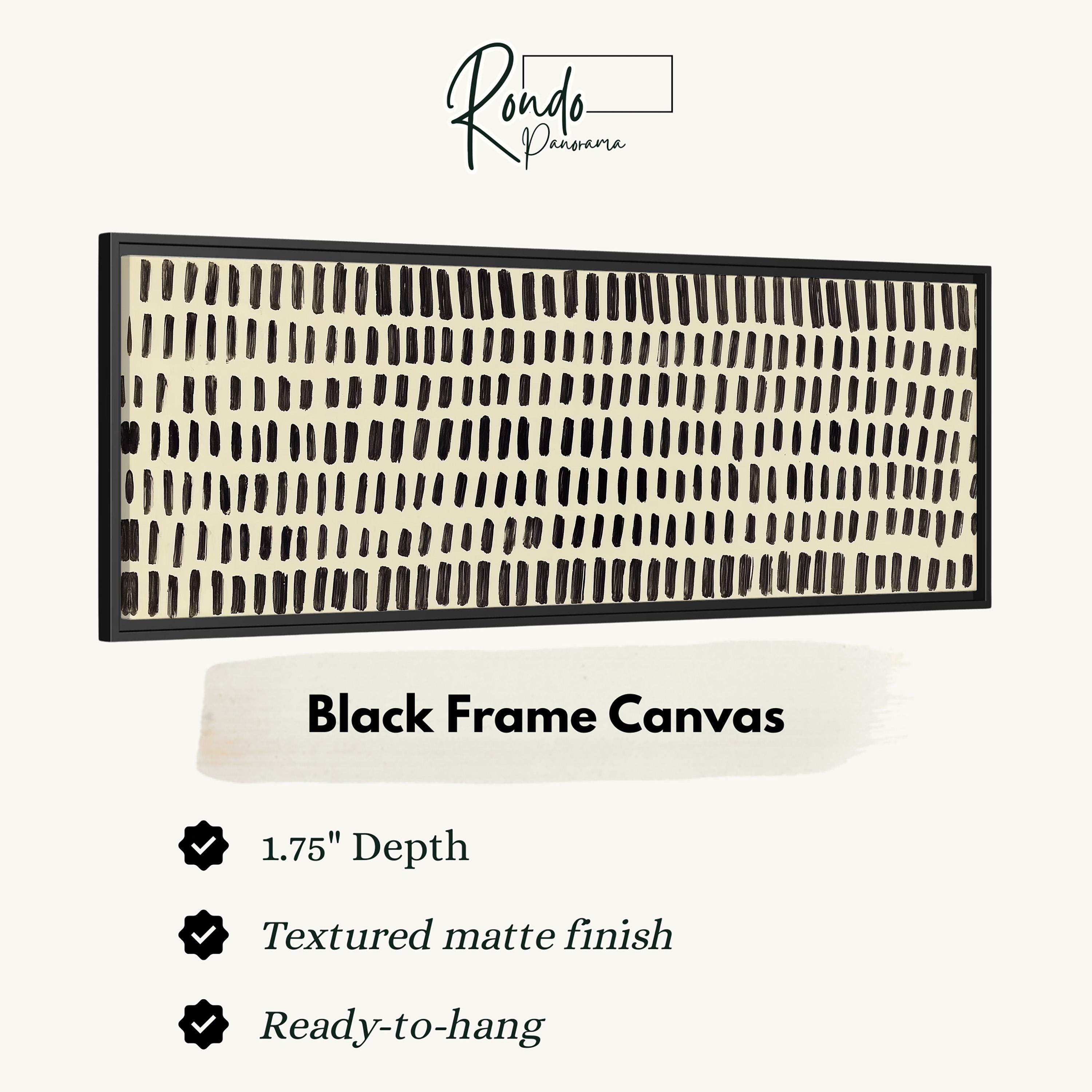 a black frame canvas with a simple, minimalist design.