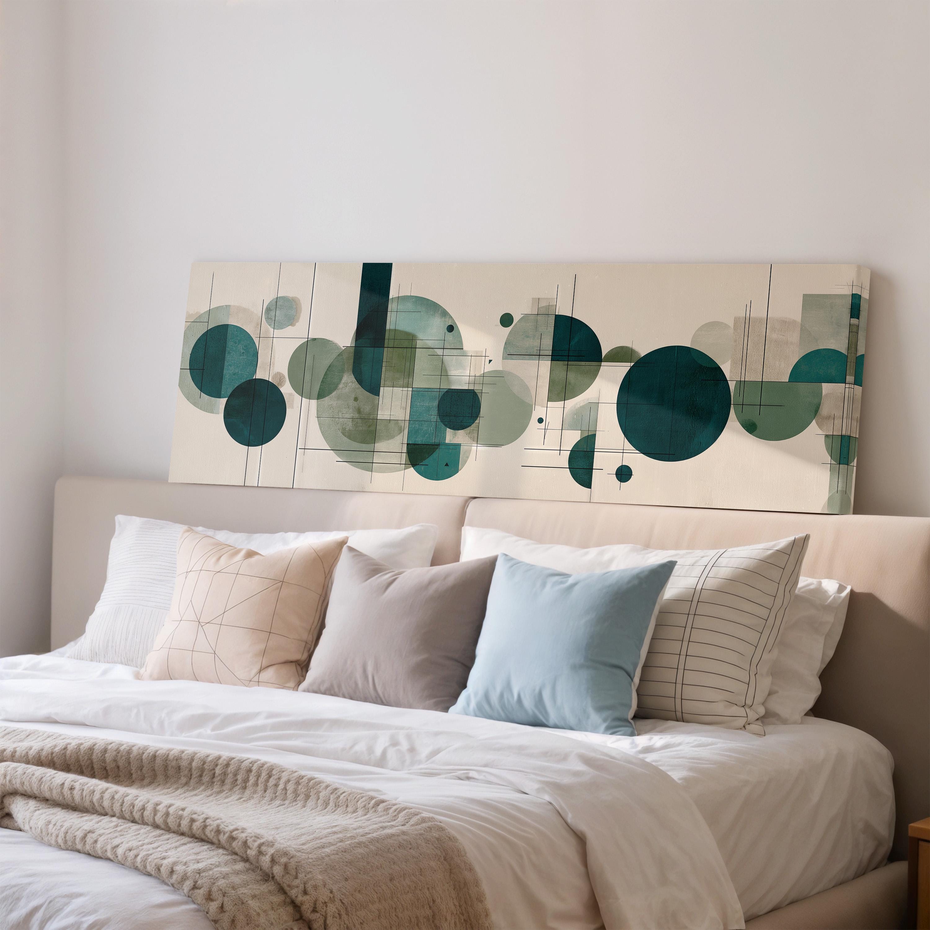 Sage Green Mid Century Modern Art - Wide Panoramic Canvas
