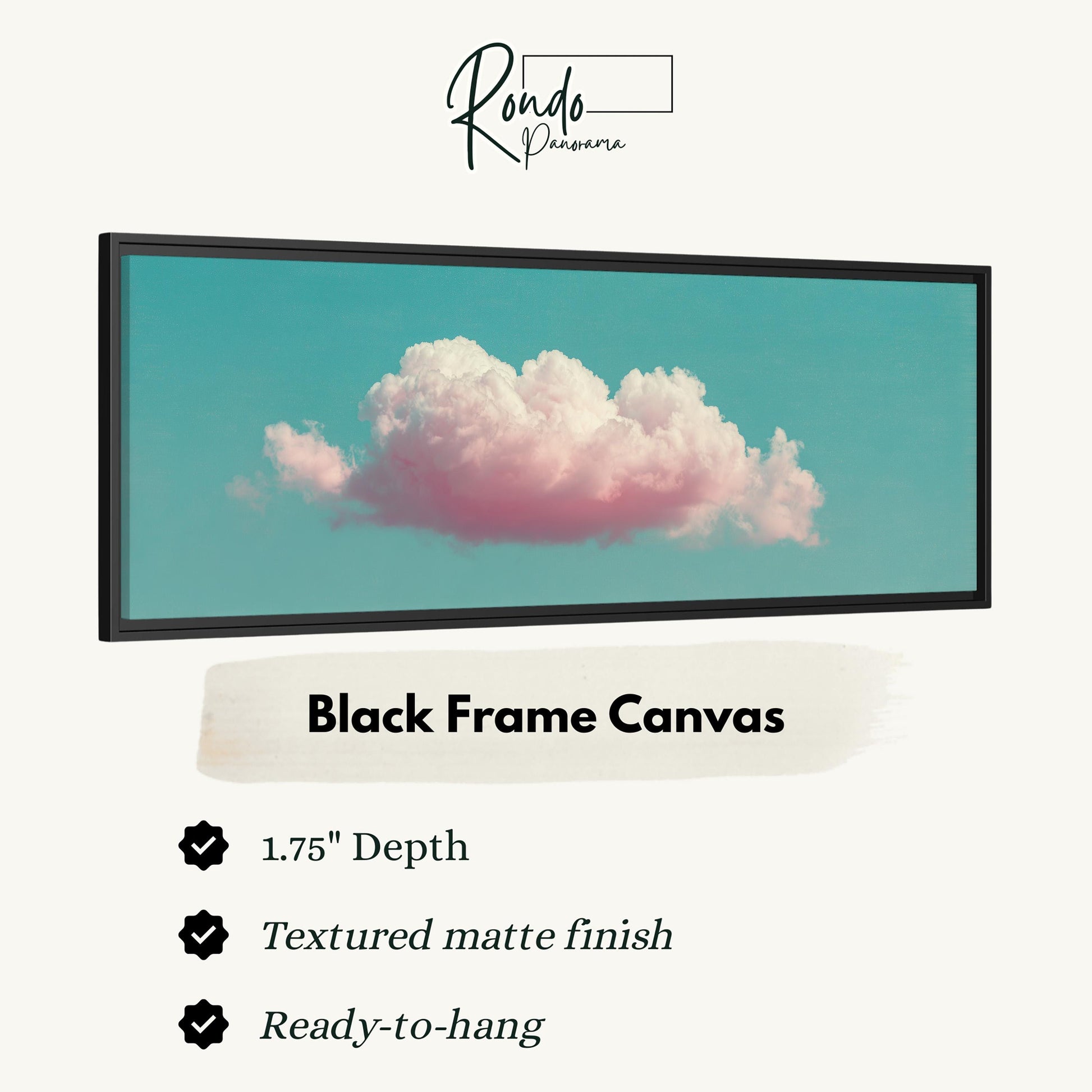 The image is a black frame canvas featuring a large, fluffy cloud against a blue sky.