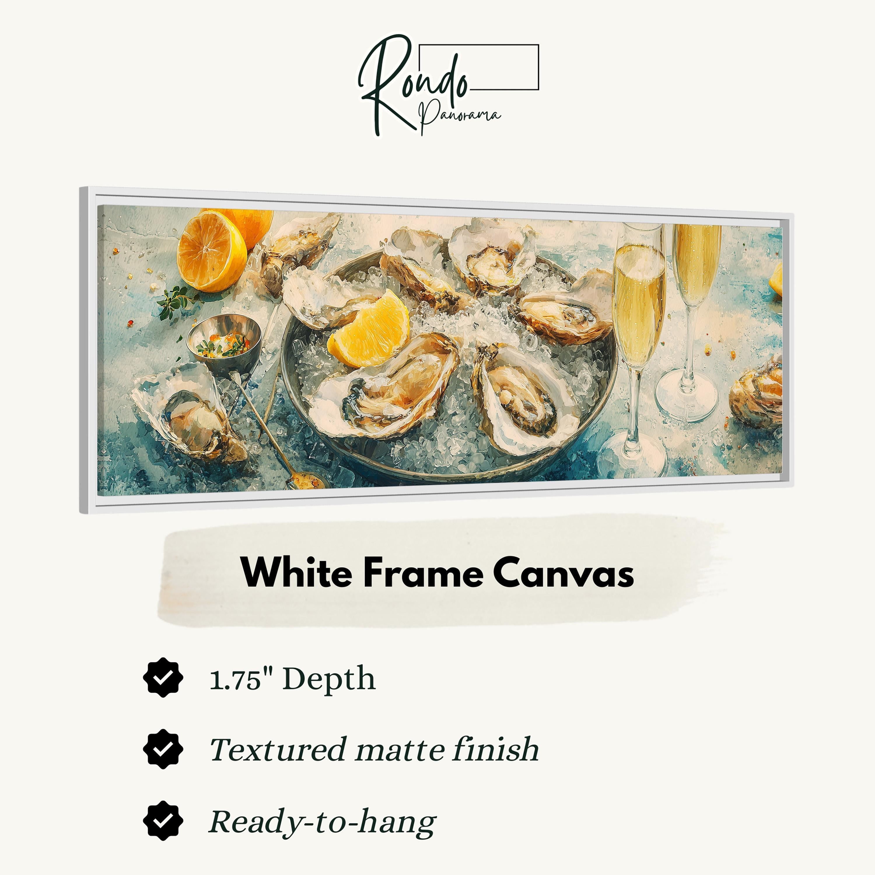 Oyster Seafood Art - Wide Panoramic Canvas