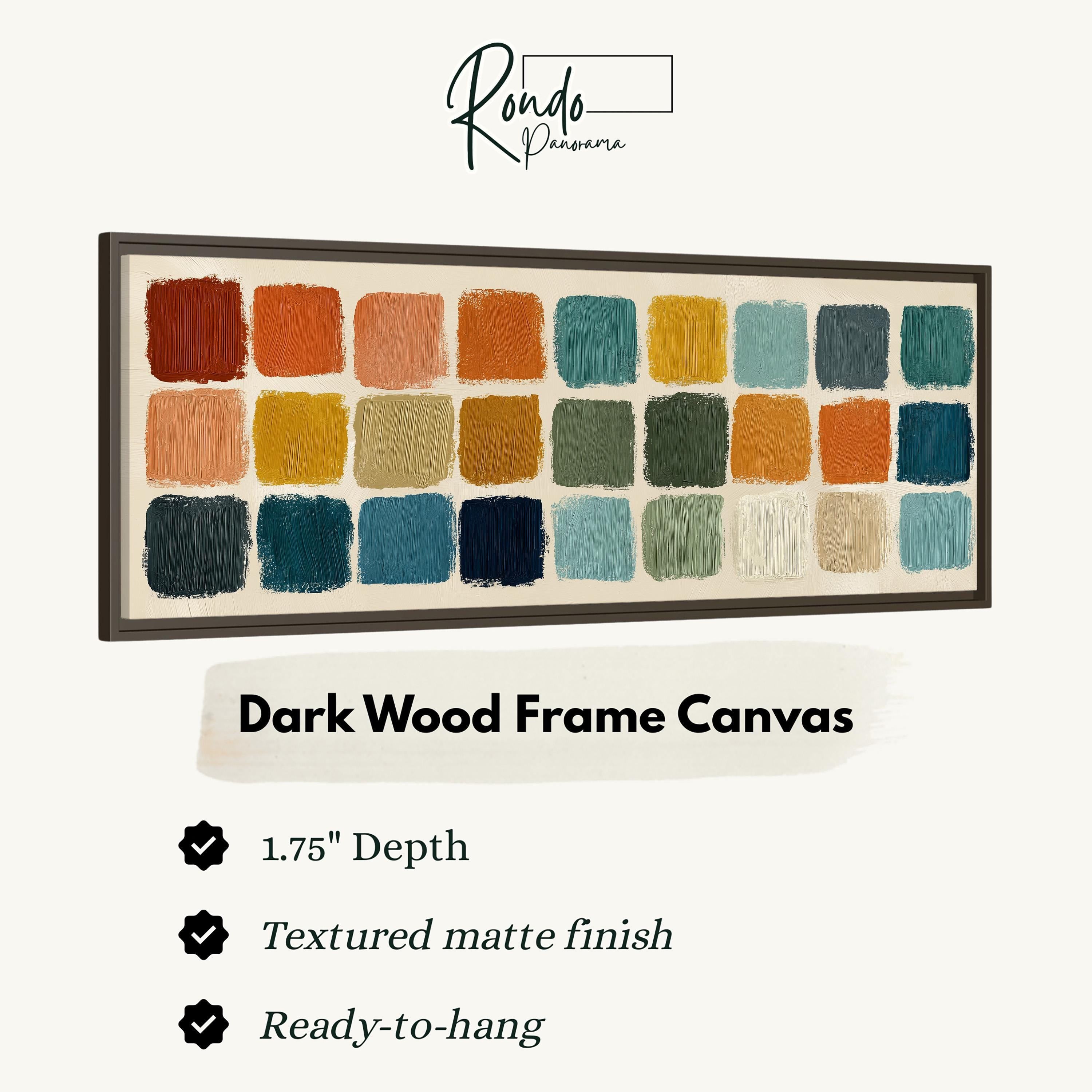 Abstract Color Block Art - Long Horizontal Panoramic Framed Canvas