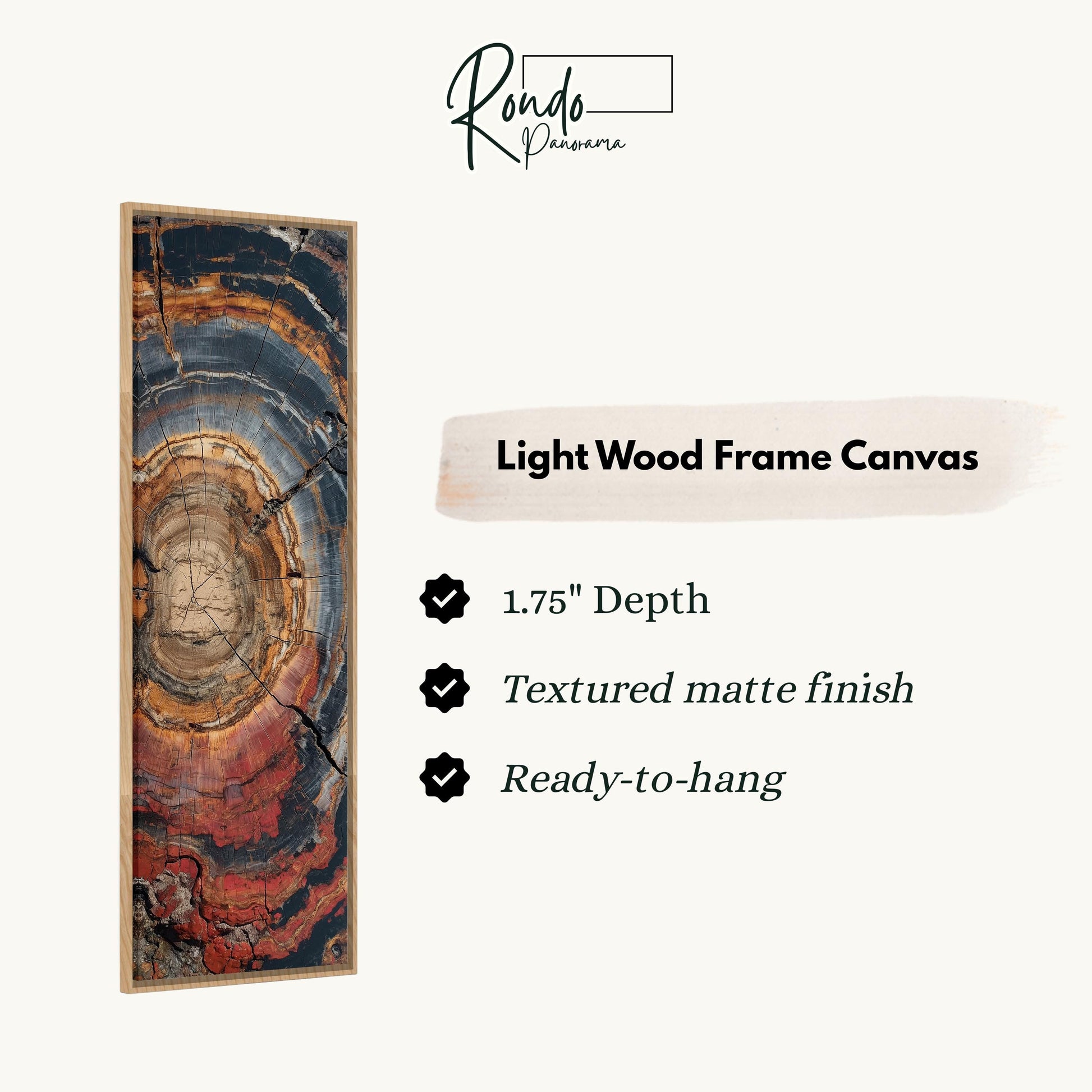The image is a light wood frame canvas with a detailed abstract design.