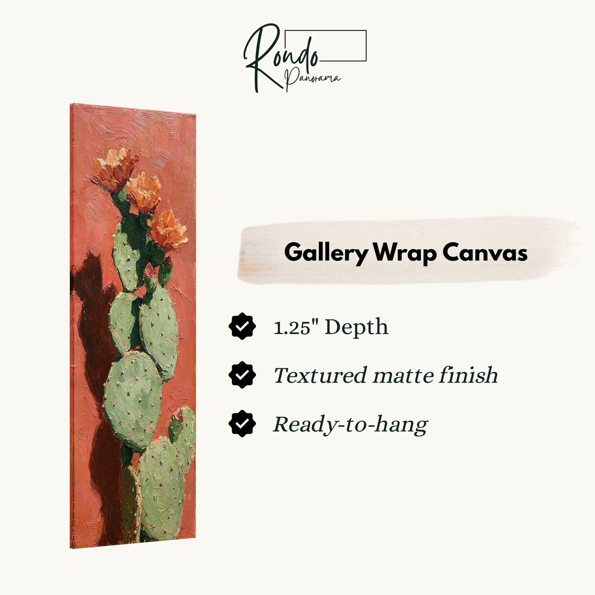Blooming prickly pear cactus gallery wrap canvas with the image wrapped around the edges