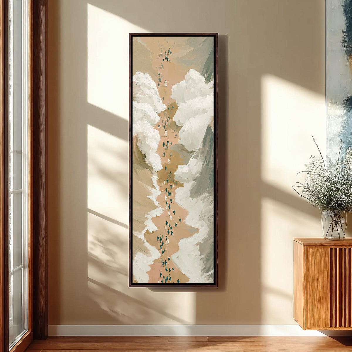 Israelites crossing the parted sea tall skinny canvas print in a sunlit living space