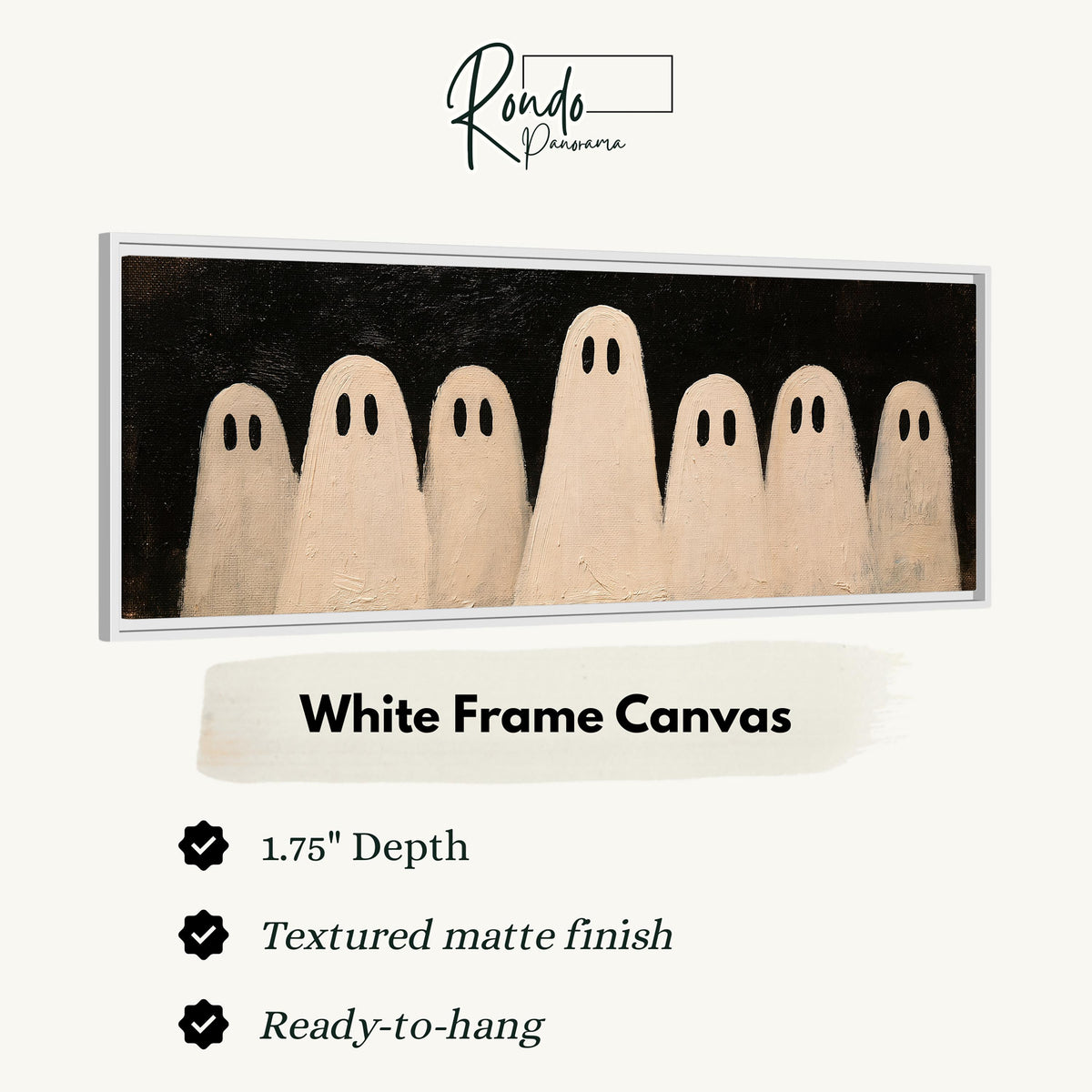 Friendly ghost gang canvas print in a white floating frame