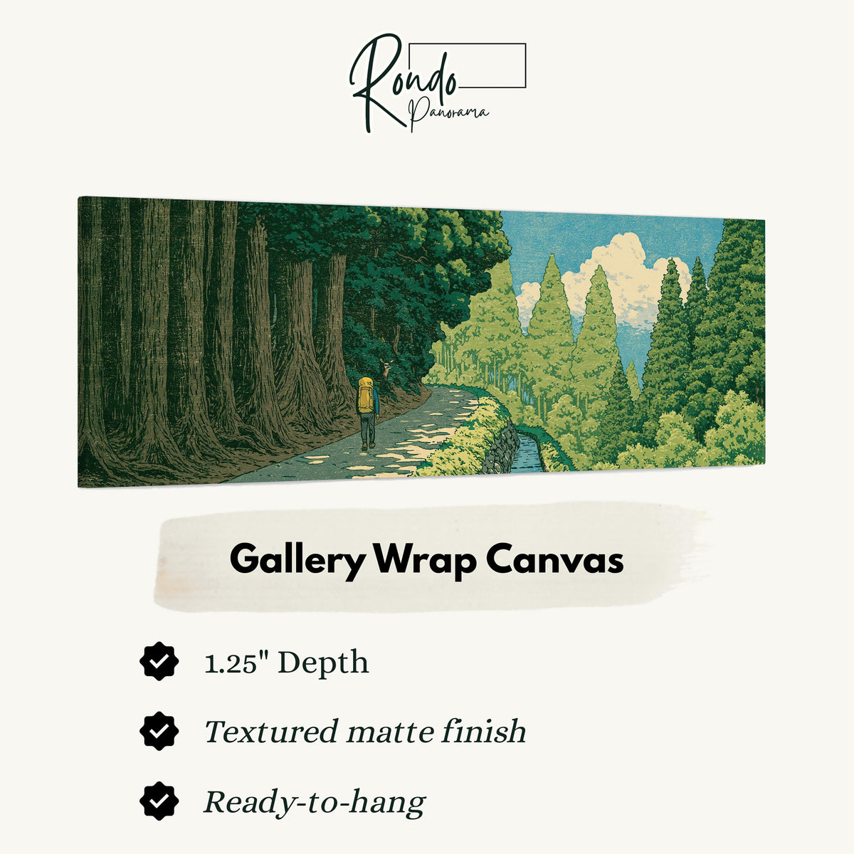 Hiker on a forest trail gallery wrap canvas with the image wrapped around the edges