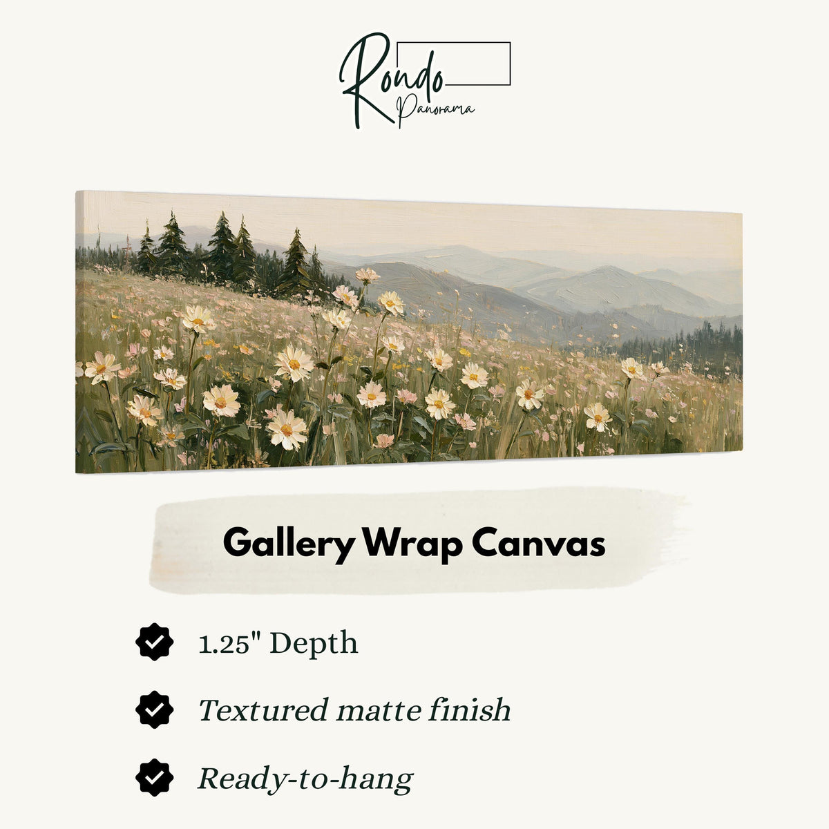 Daisy hillside below blue mountains gallery wrap canvas with the image wrapped around the edges