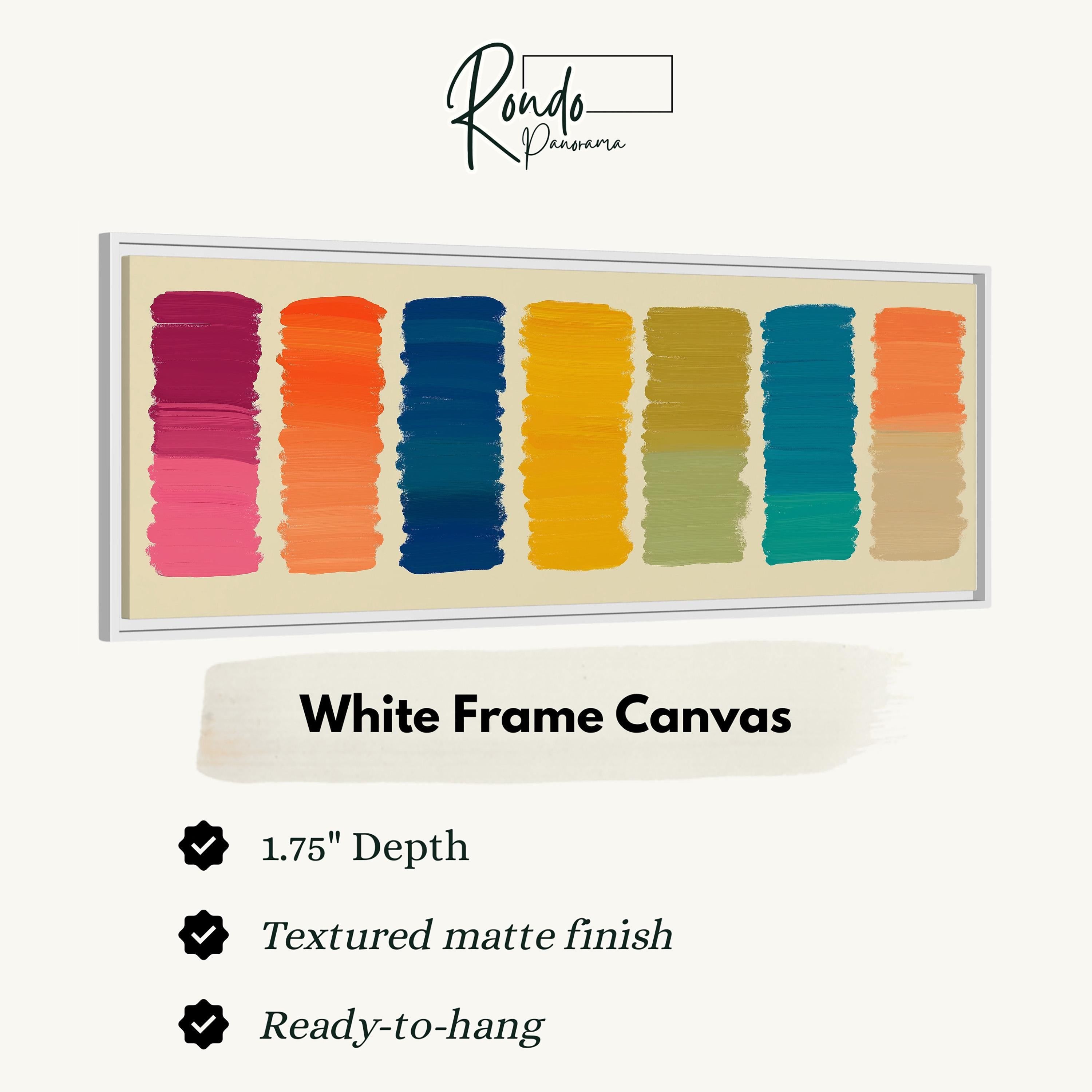 Abstract Color Block Painting - Long Horizontal Panoramic Framed Canvas
