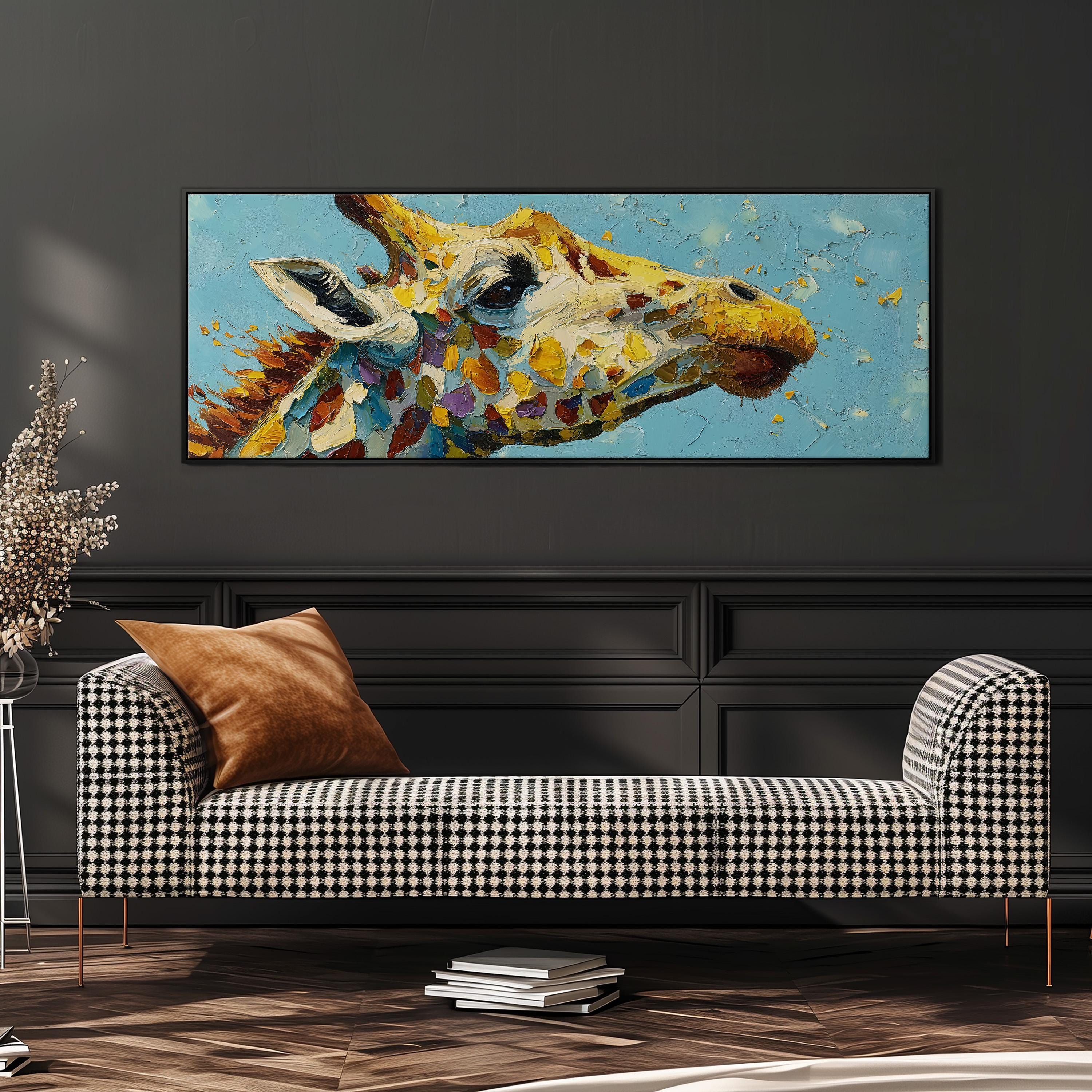 Abstract Giraffe - Wide Panoramic Canvas