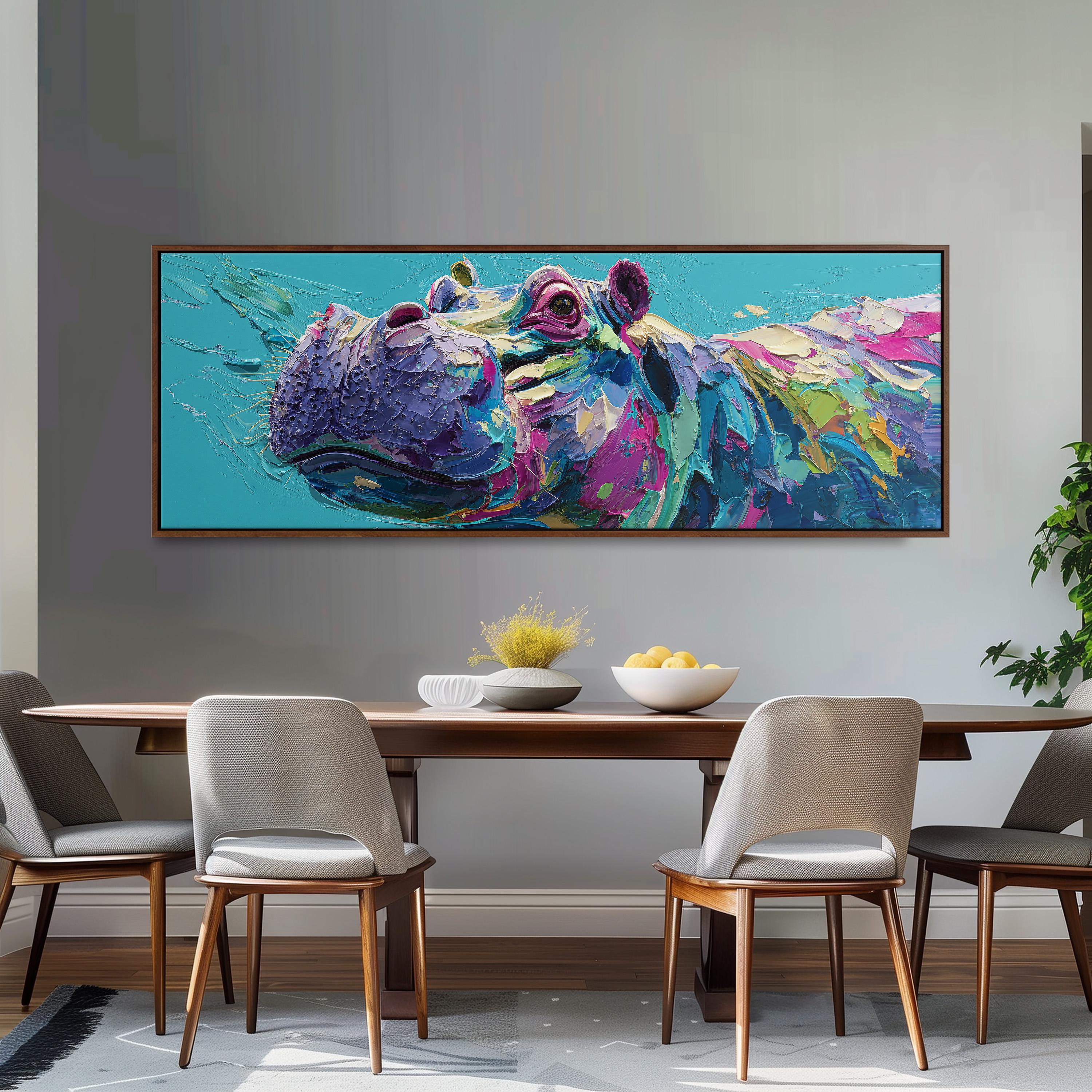 Abstract Hippo - Wide Panoramic Canvas