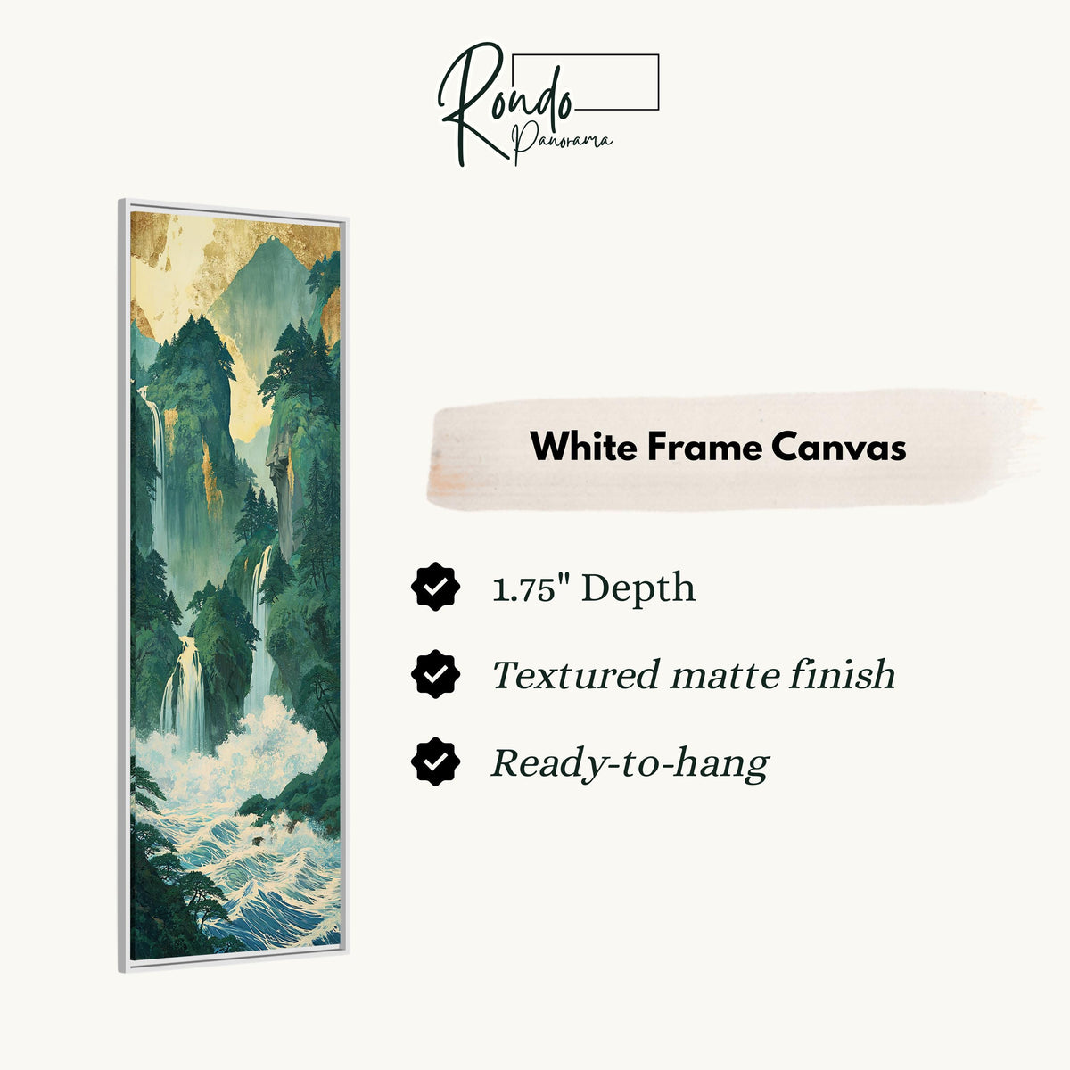 Emerald waterfall gorge canvas print in a white floating frame