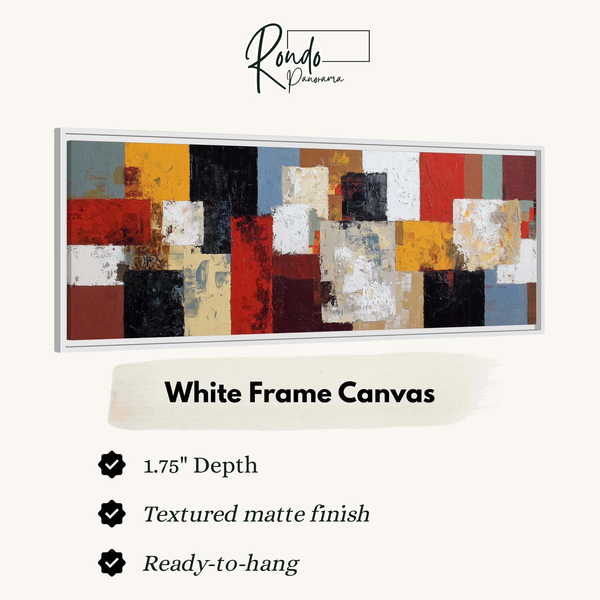 The image is a white frame canvas with a textured matte finish, measuring 1.75" in depth. It is ready to hang and has a textured matte finish.