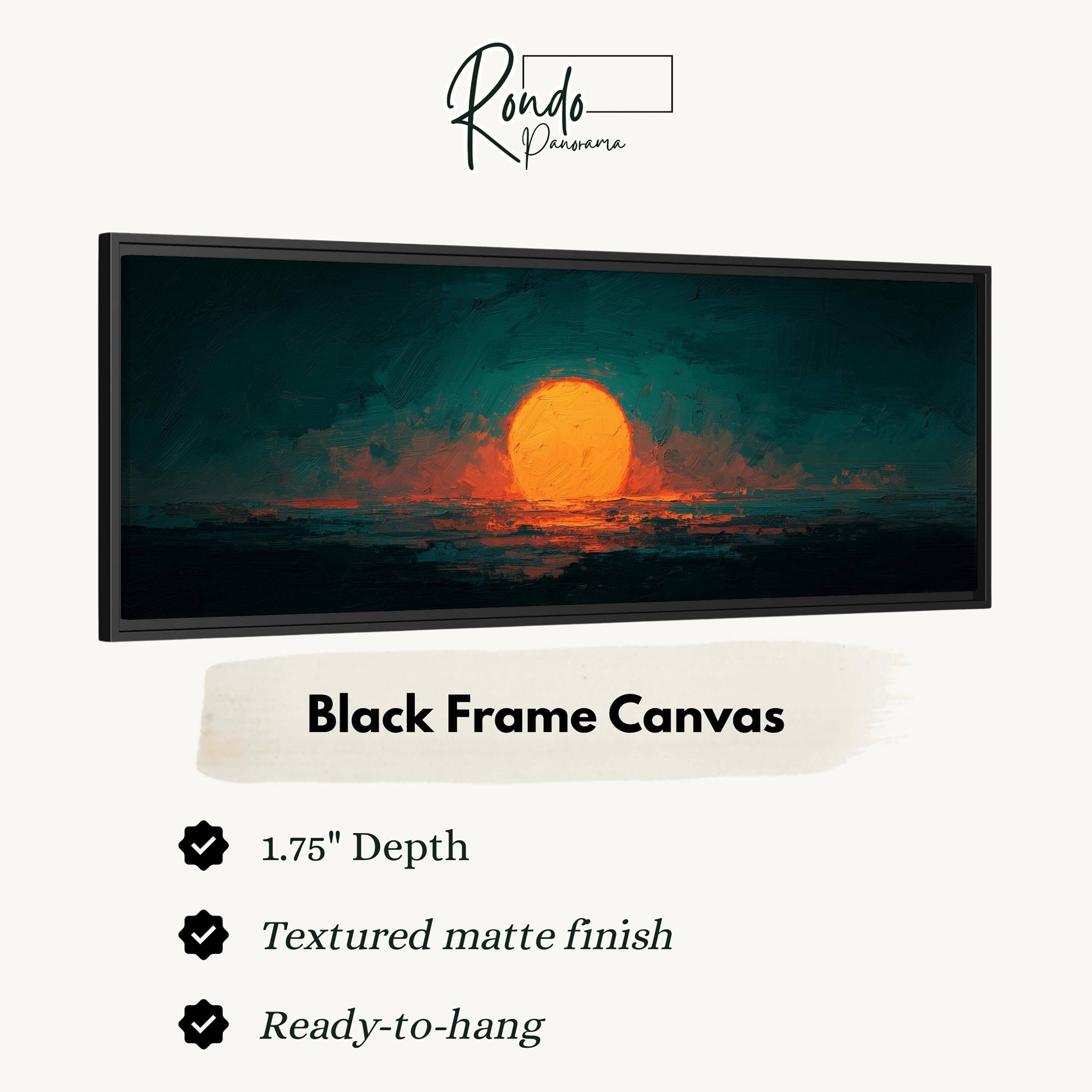 Moody Abstract Sunset - Long Panoramic Framed Canvas Art