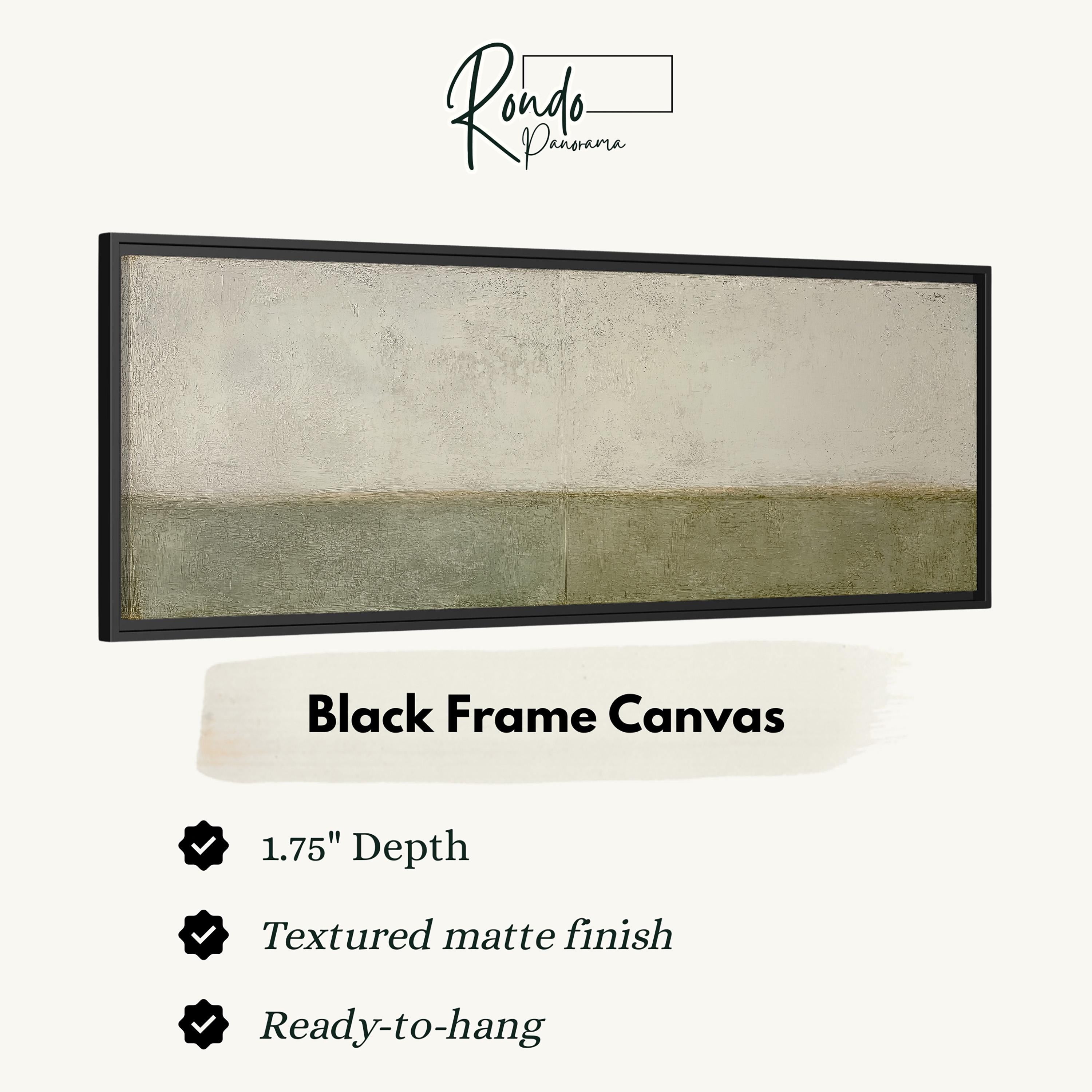 The image is a black frame canvas with a textured matte finish, measuring 1.75" in depth. It is ready to hang and has a textured matte finish.