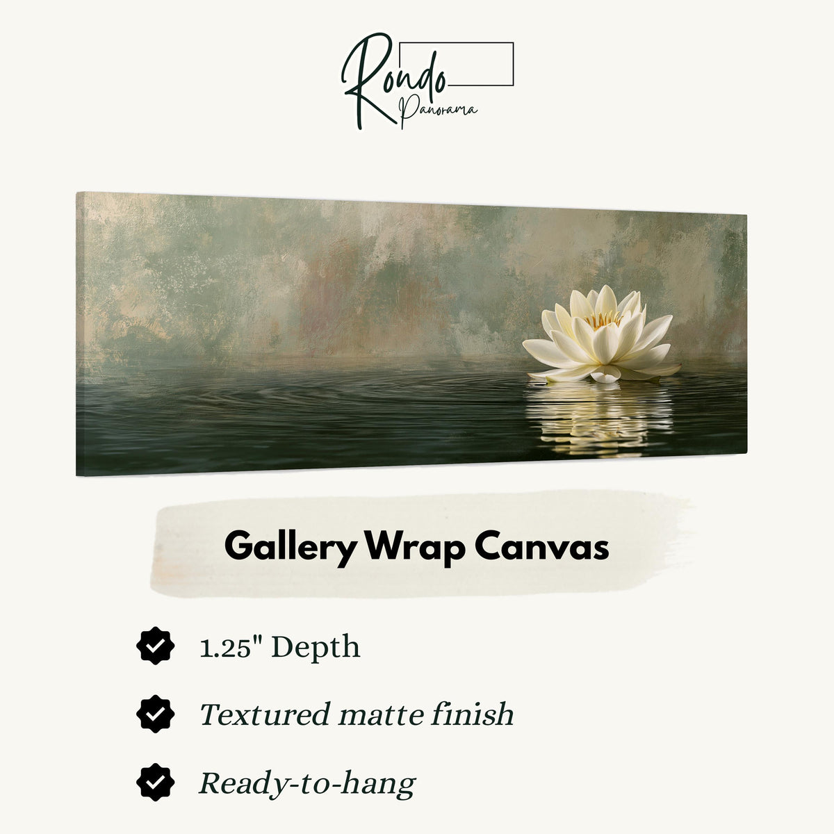 White water lily in soft mist gallery wrap canvas with the image wrapped around the edges
