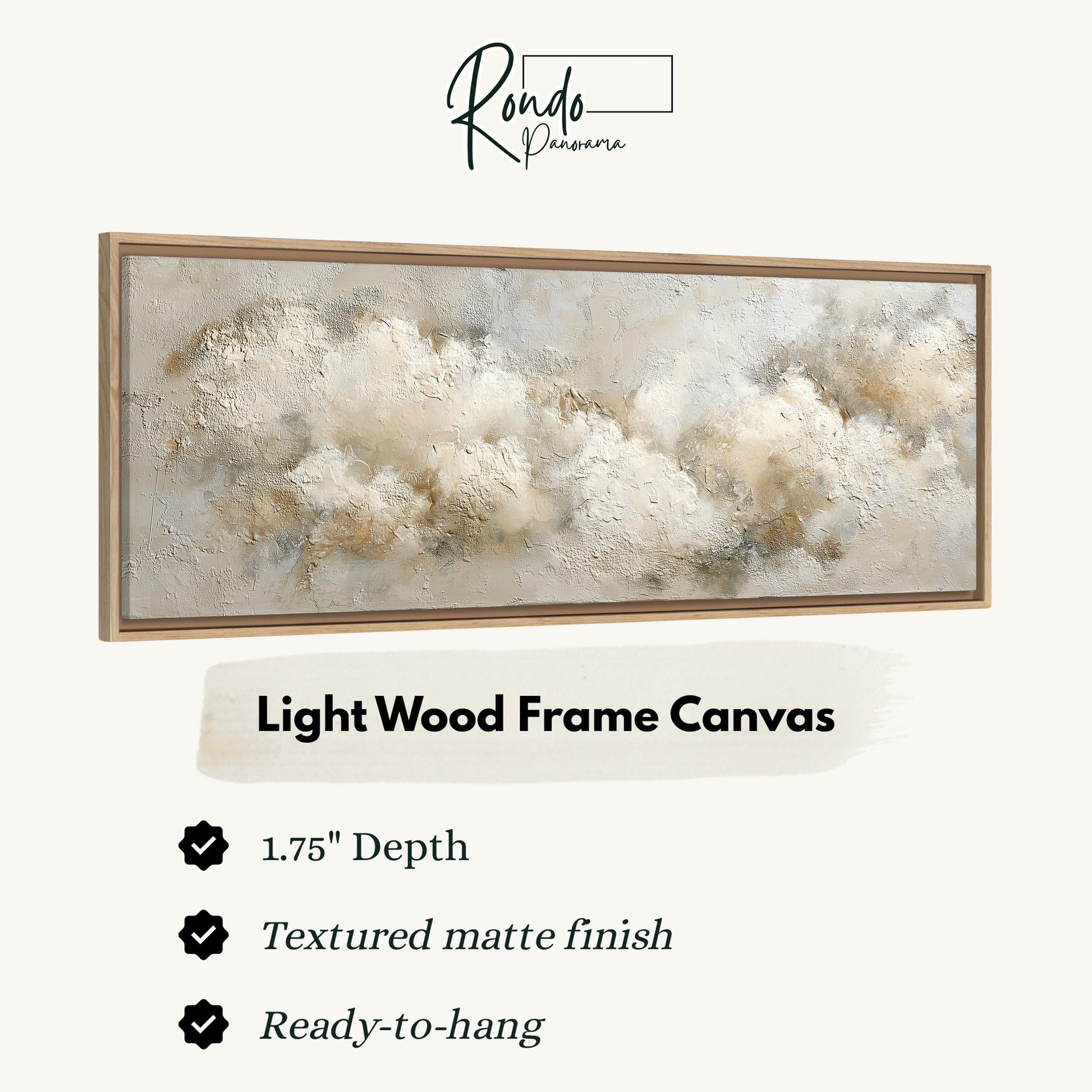 The image is a framed artwork depicting a cloudy sky with a textured finish.