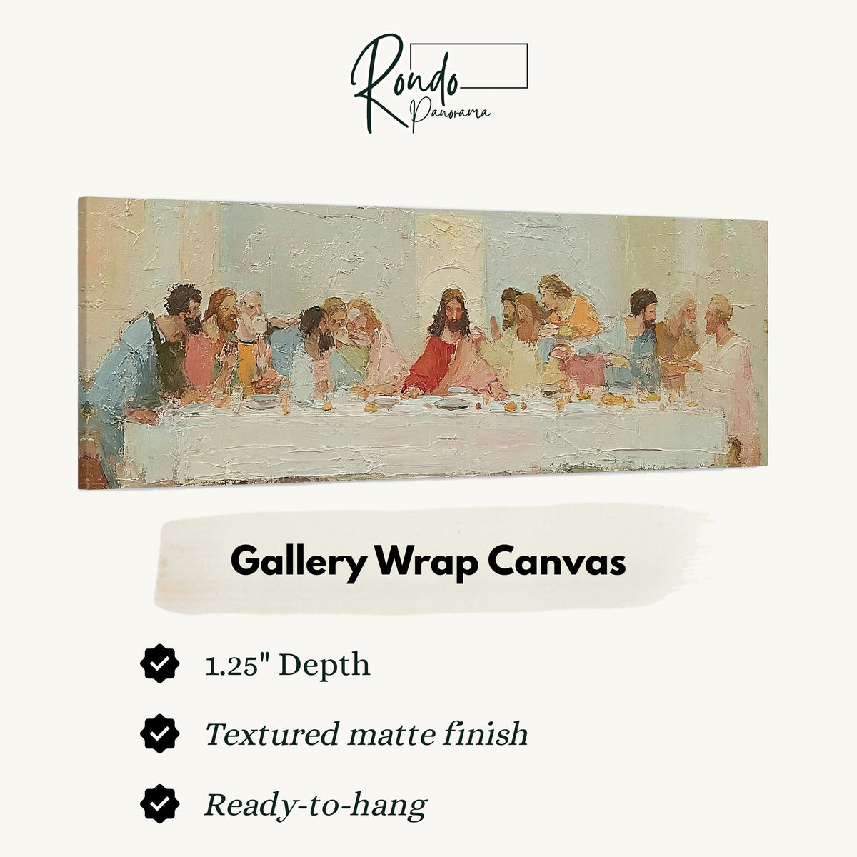 The Last Supper in a classic style gallery wrap canvas with the image wrapped around the edges