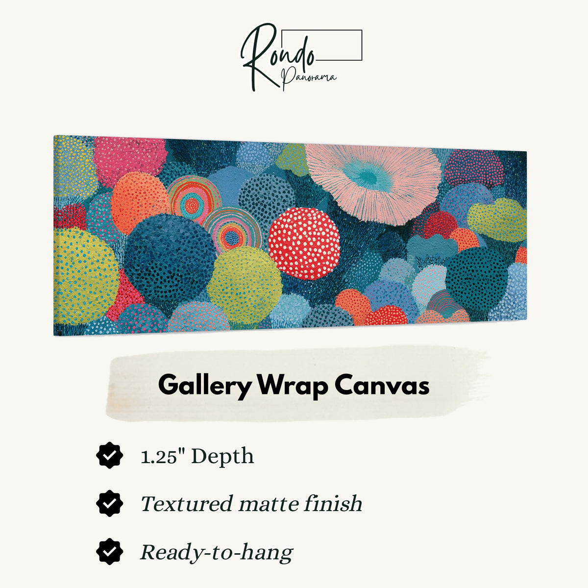 Coral spirals and dotted circles gallery wrap canvas with the image wrapped around the edges