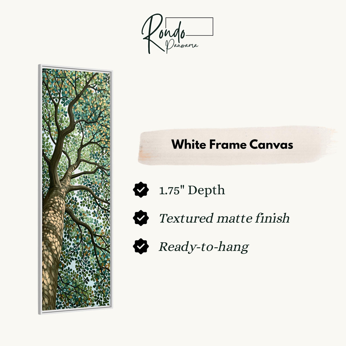 Tree canopy in a dappled mosaic style canvas print in a white floating frame