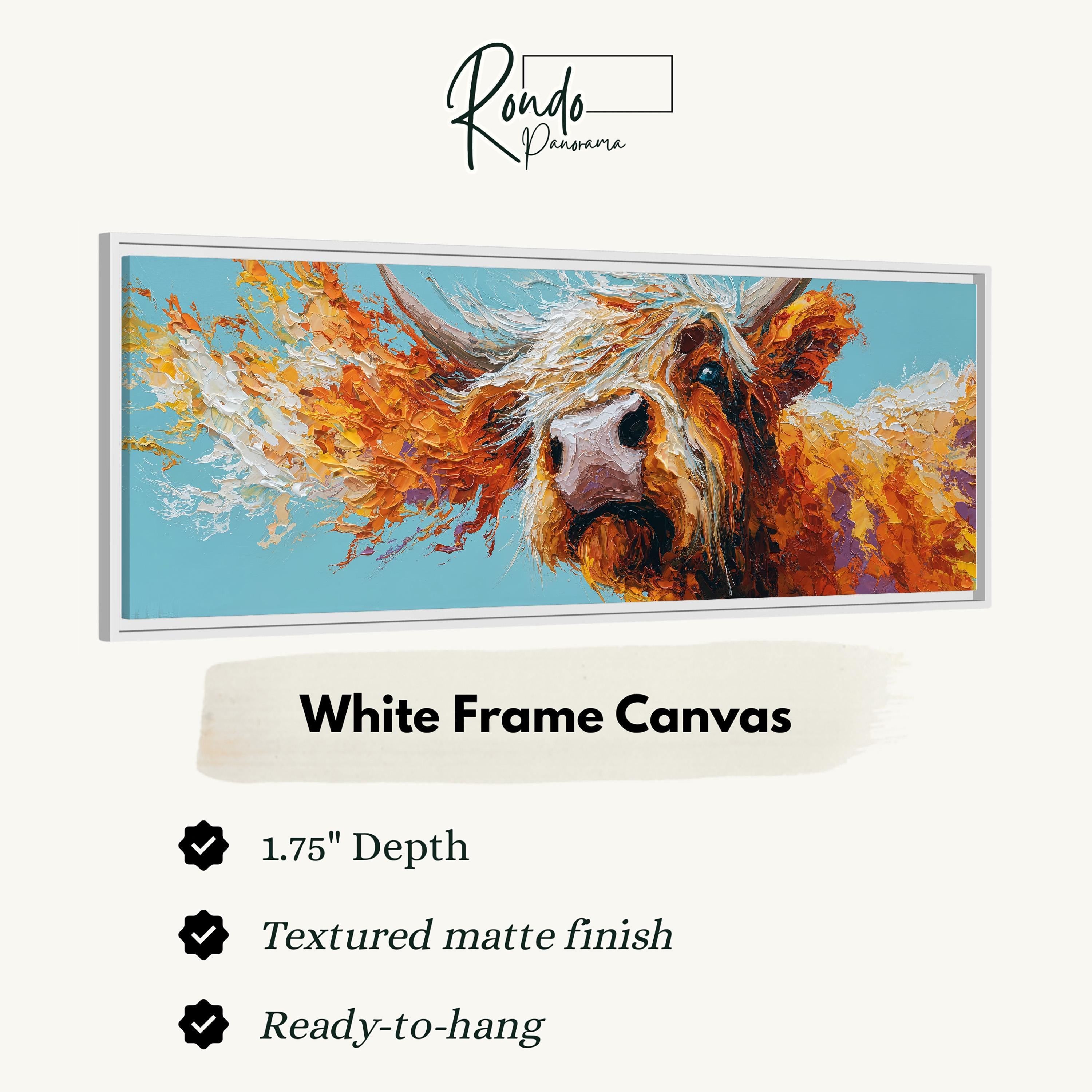 Abstract Highland Cow - Wide Panoramic Canvas Art