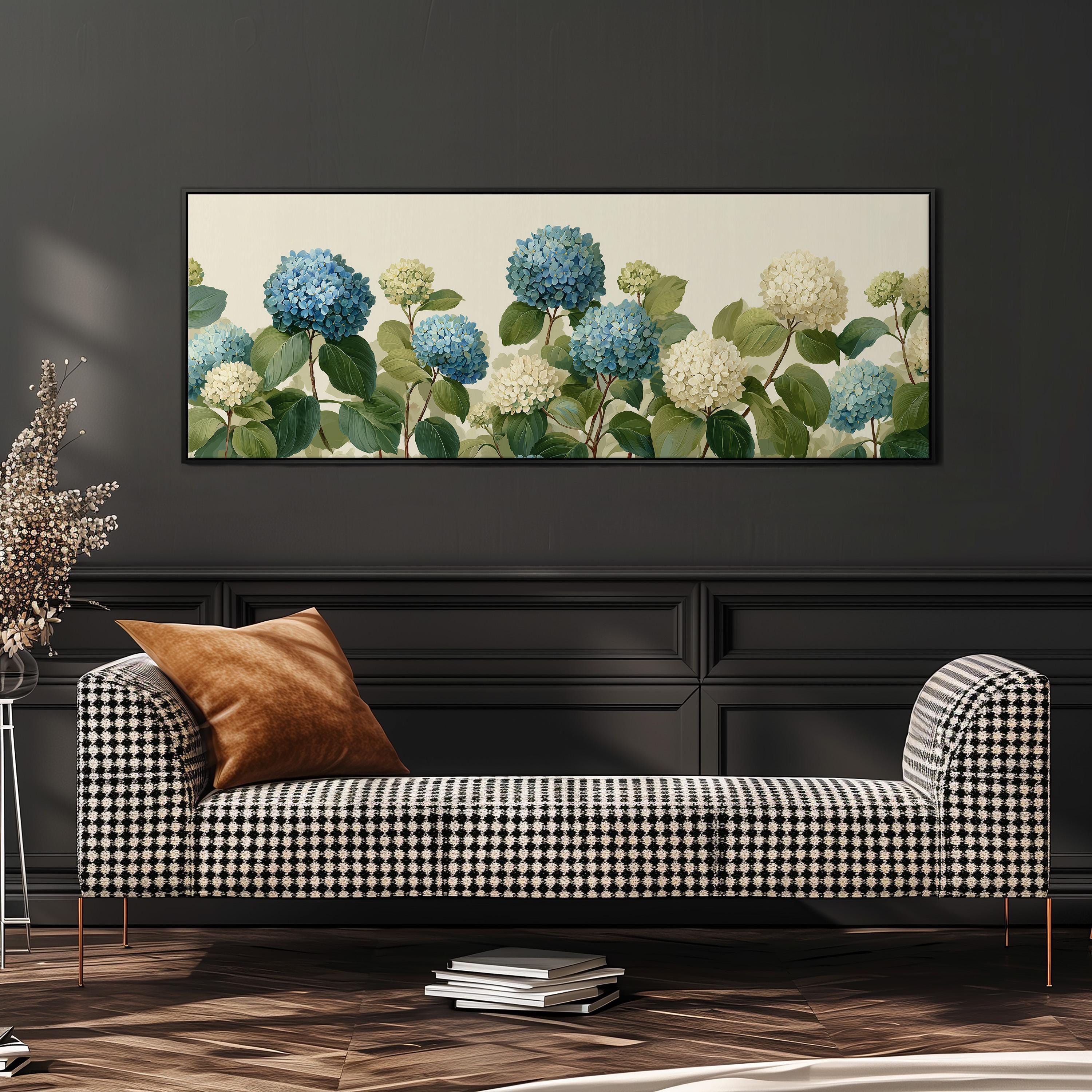 Blue Hydrangea - Wide Panoramic Floral Wall Art
