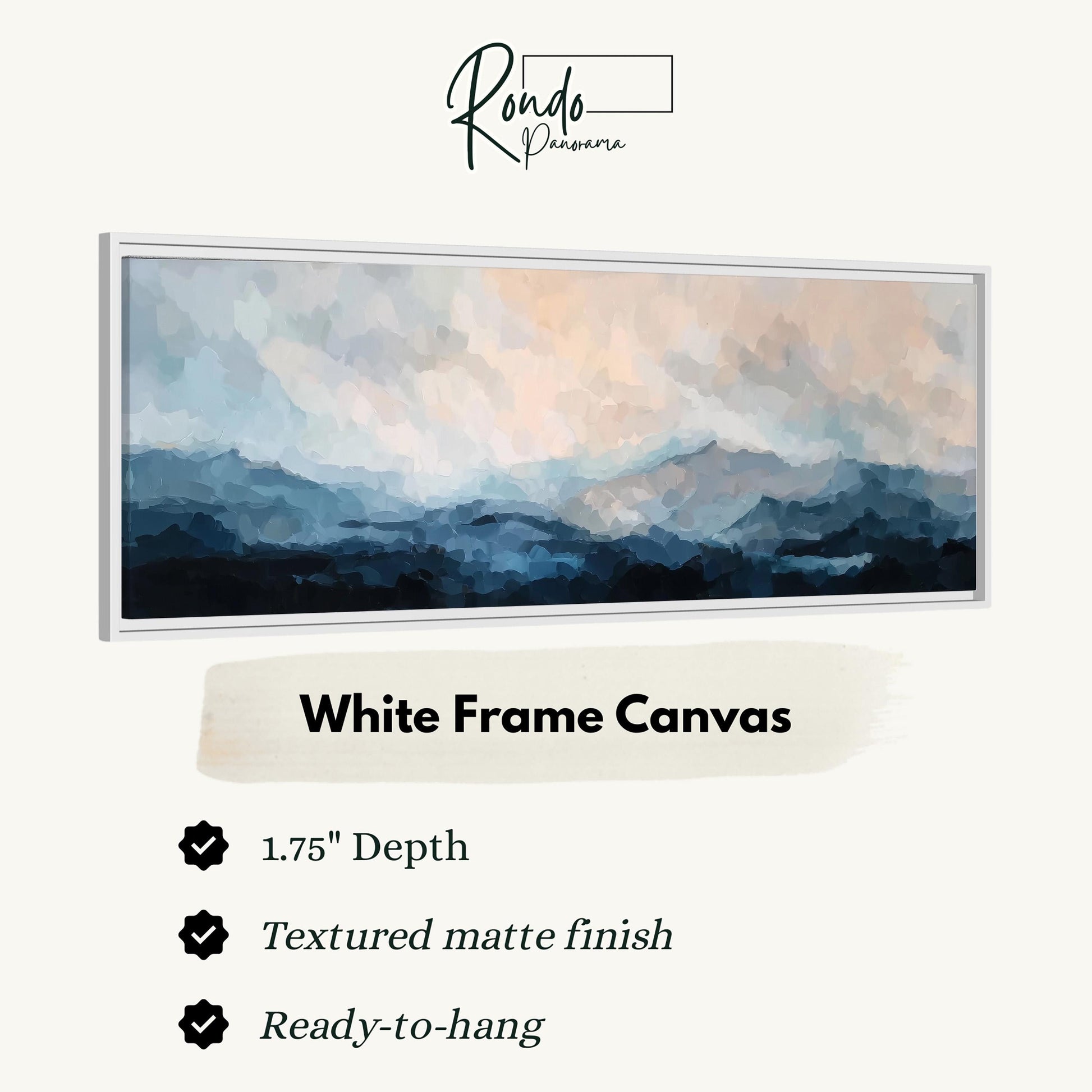 The image is a white frame canvas depicting a landscape with mountains and a cloudy sky.