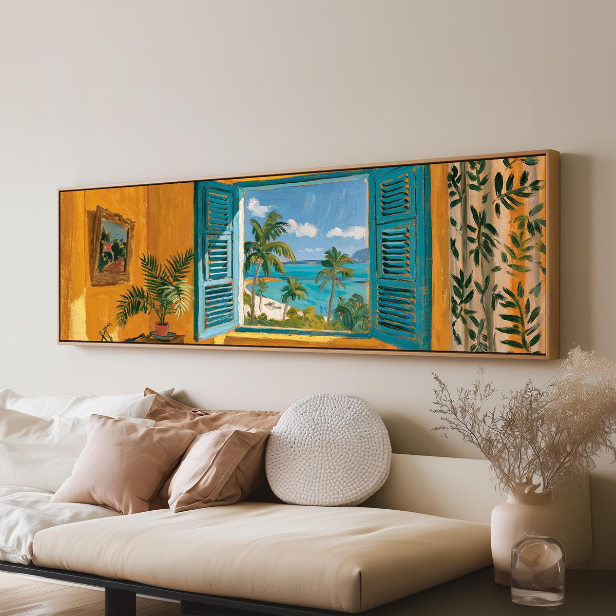 Tropical Beach Window - Wide Panoramic Matisse Style Canvas – RondoPanorama