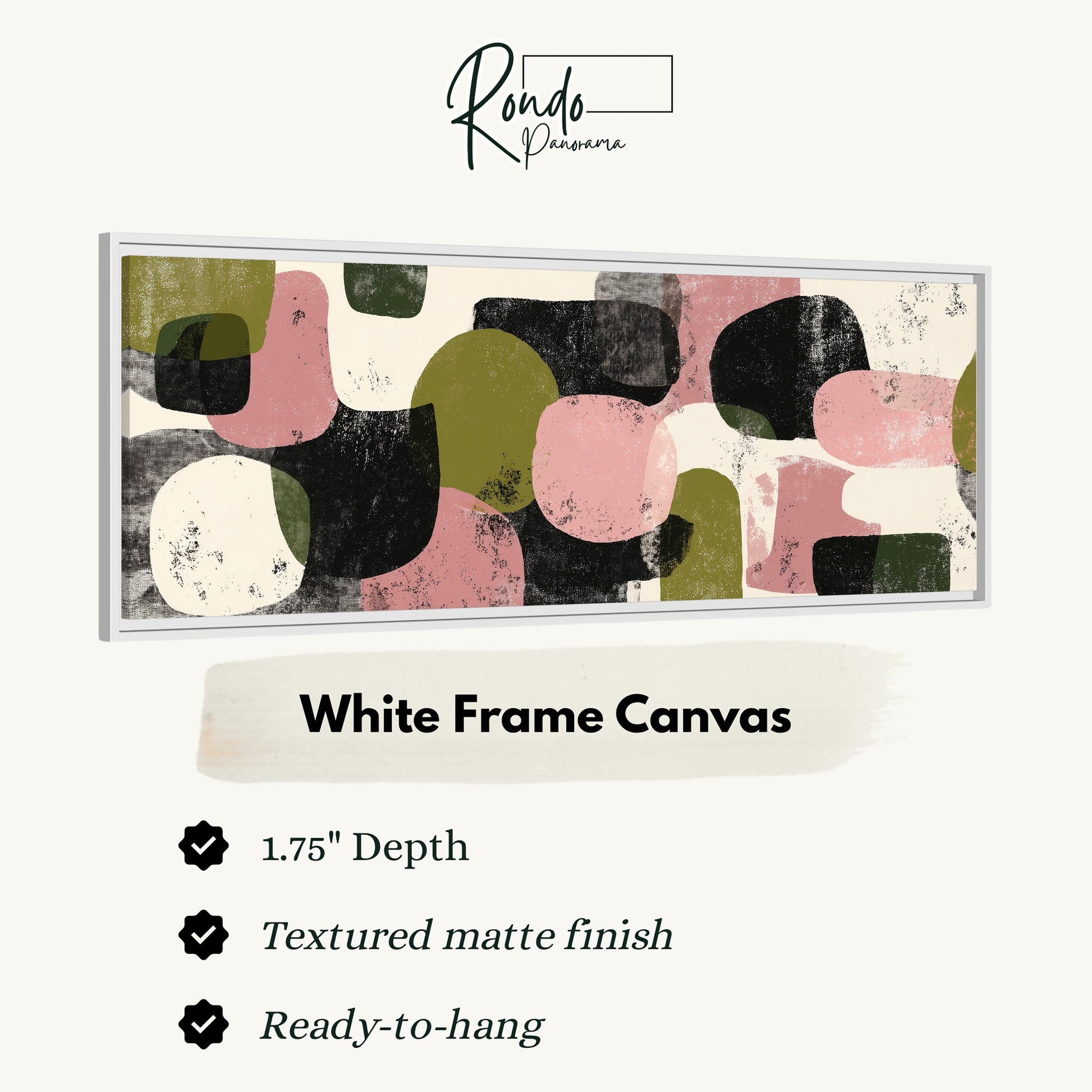 The image is a white frame canvas with a textured matte finish, measuring 1.75" in depth. It is ready to hang and has a textured matte finish.