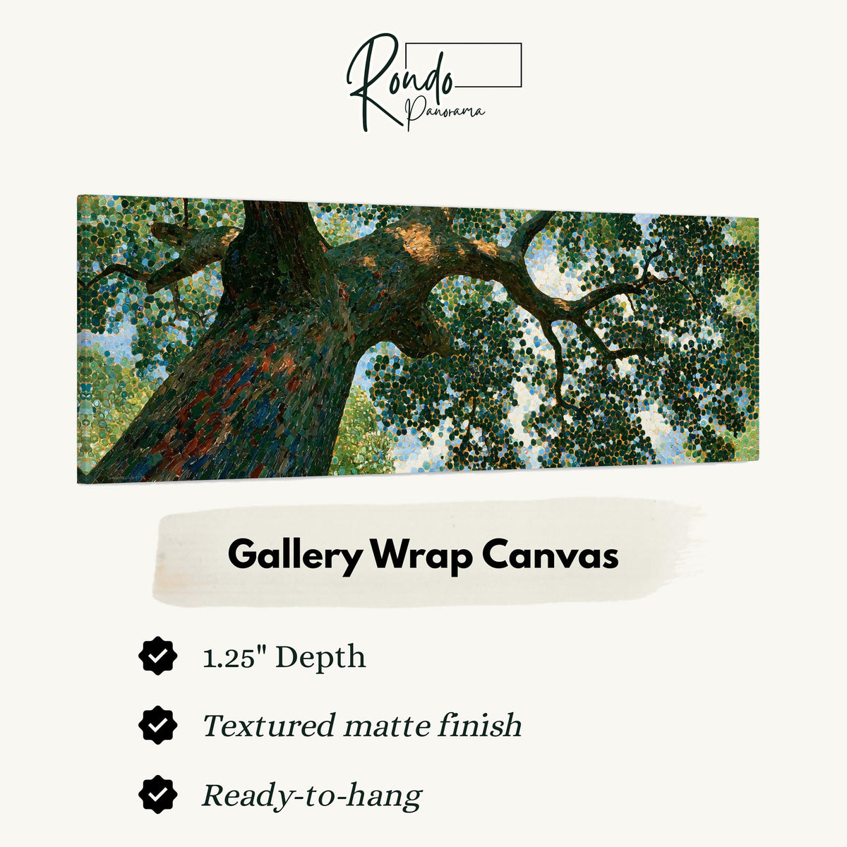 Looking up into an oak canopy gallery wrap canvas with the image wrapped around the edges